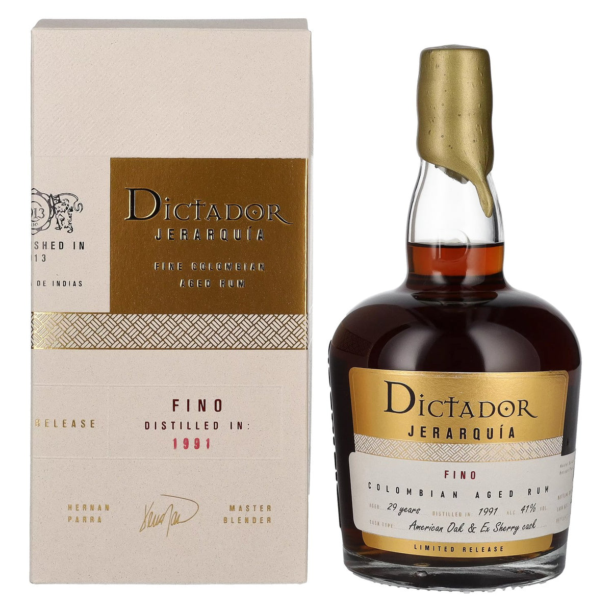 Dictador JERARQUÍA 29 Years Old FINO Rum 1991 41% Vol. 0,7l en boîte cadeau