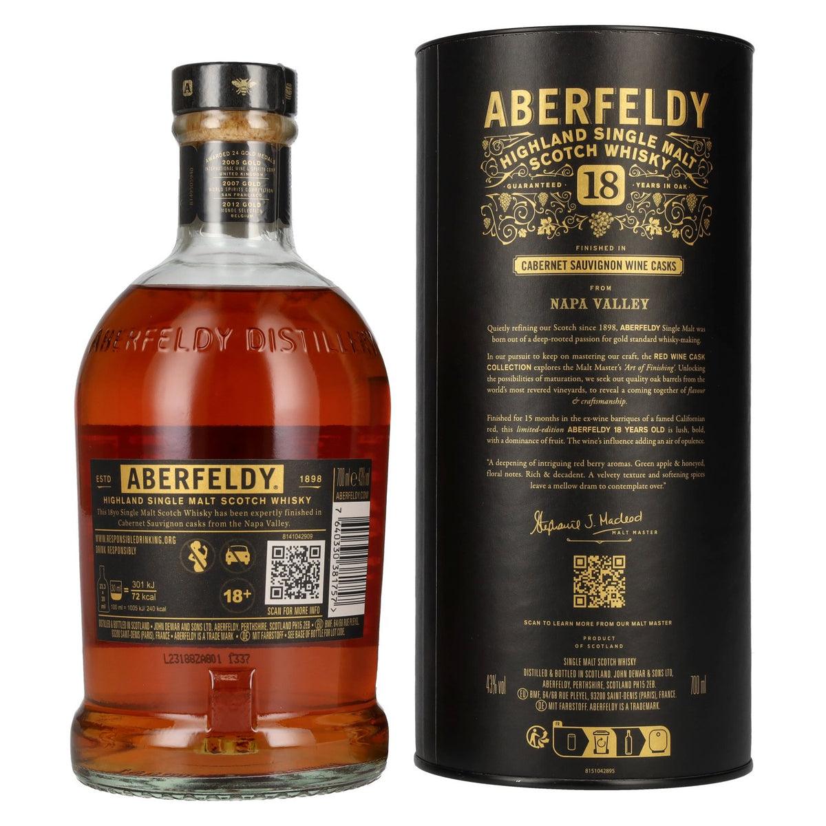 Aberfeldy 18 Years Old Cabernet Sauvignon Wine Casks NAPA VALLEY 43% Vol. 0,7l in Geschenkbox
