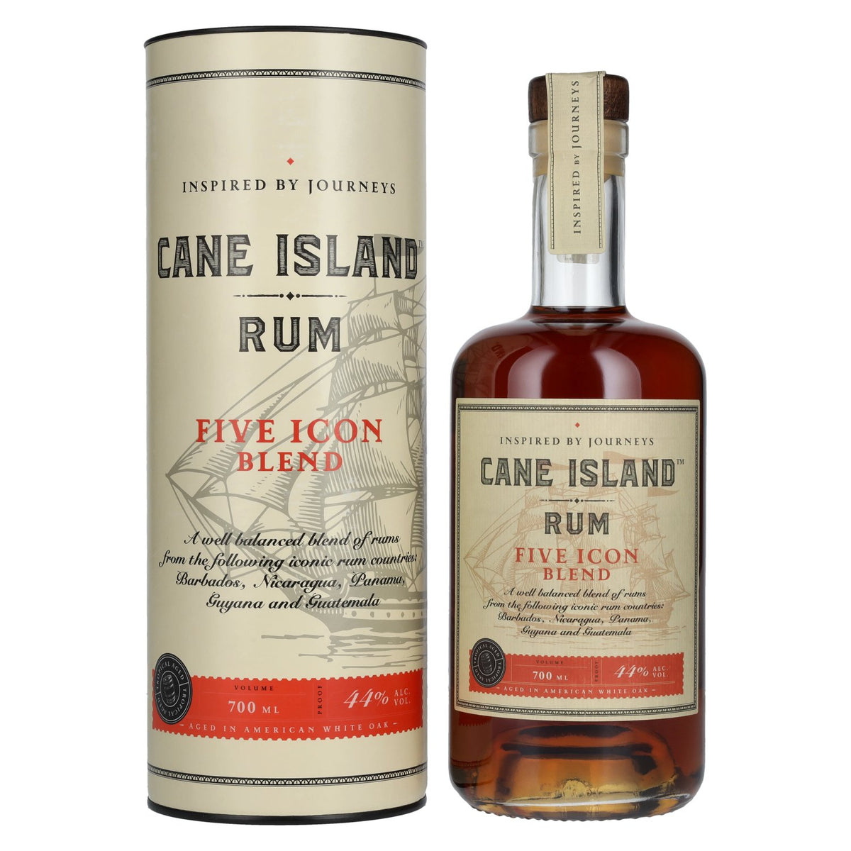 Cane Island FIVE ICON BLEND Island Rum 44% Vol. 0,7l in Geschenkbox