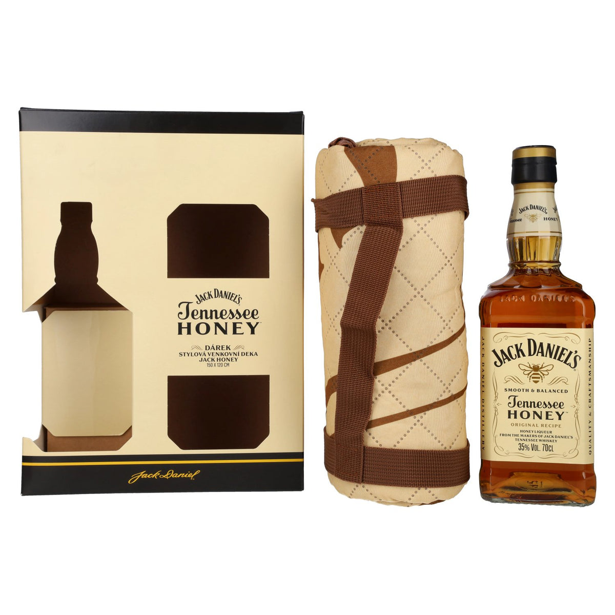 Jack Daniel's Tennessee HONEY 35% vol. 0,7l en coffret cadeau avec Party Blanket