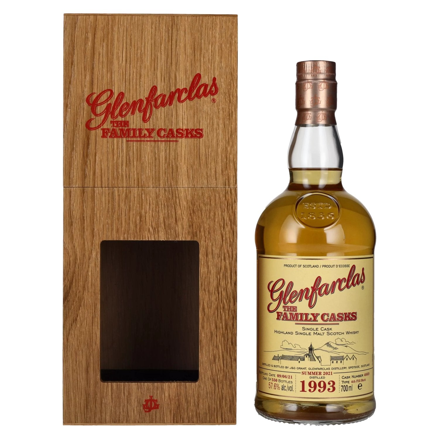 Glenfarclas THE FAMILY CASKS Single Cask SUMMER 2021 4th Fill Butt 1993 57,6% vol. 0,7l en caisse bois