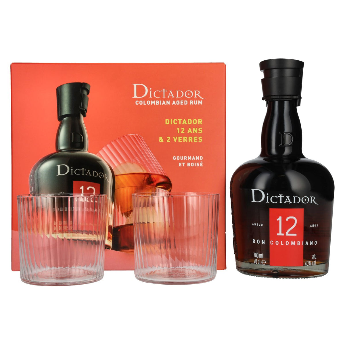 Dictador 12 Years Old ICON RESERVE Colombian Rum 40% Vol. 0,7l in Geschenkbox mit 2 Gläsern