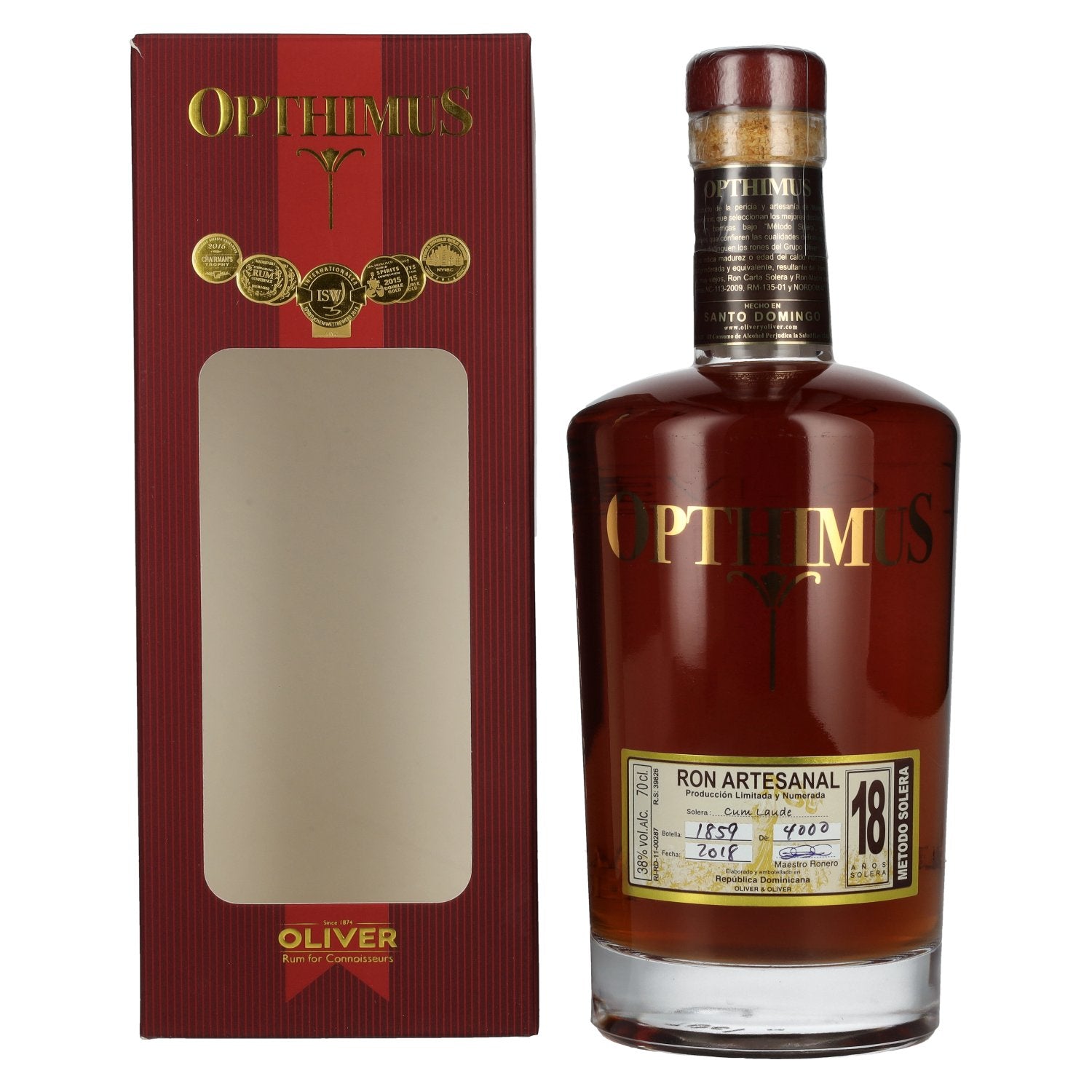 Opthimus 18 Sistema Solera Cum Laude Ron Artesanal 38% vol. 0,7l en boîte cadeau