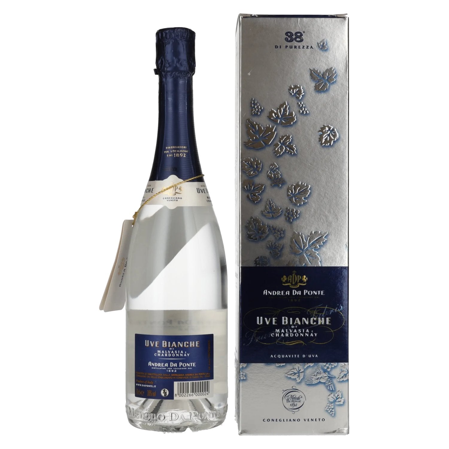 Andrea Da Ponte Uve Bianche di Malvasia e Chardonnay 38% Vol. 0,7l in gift box