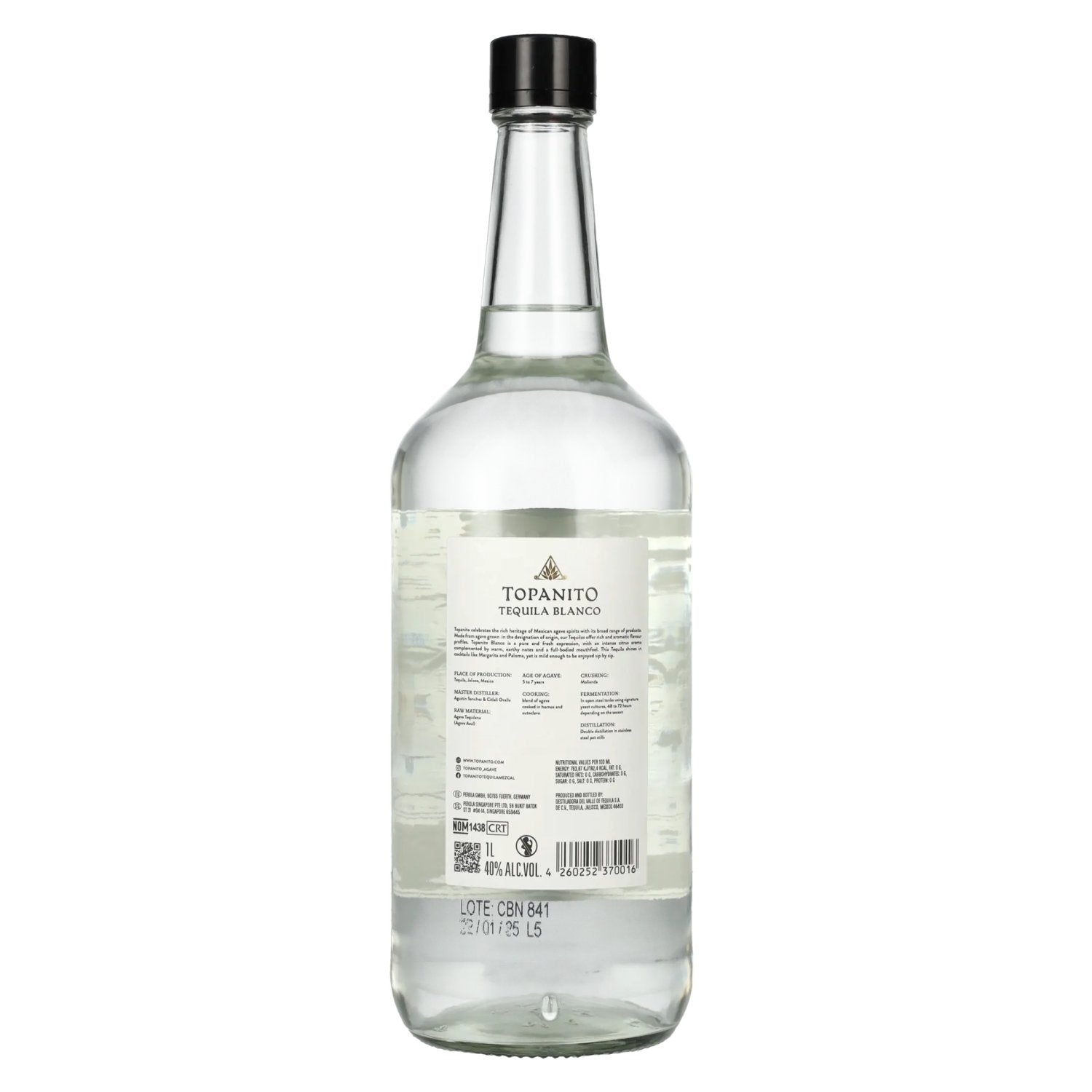 Topanito Blanco Tequila 100% Agave 40% Vol. 1l