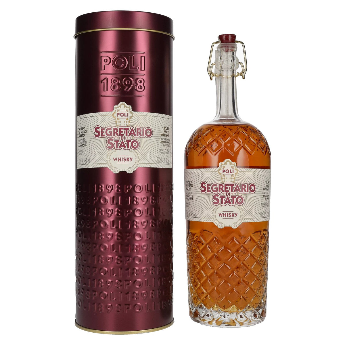 Poli Segretario di Stato Pure Malt Whisky 43% vol. 0,7l en Tinbox