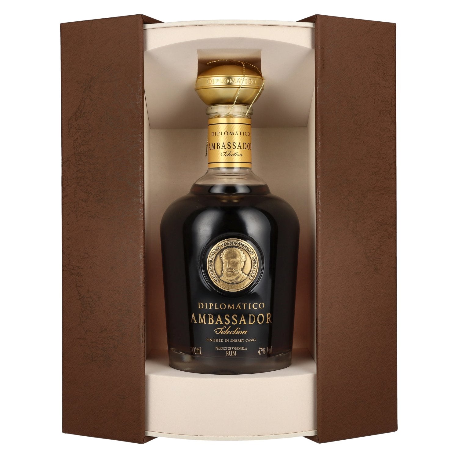 Diplomático AMBASSADOR Selection 47 % vol., 0,7 l, dans un coffret cadeau aspect cuir