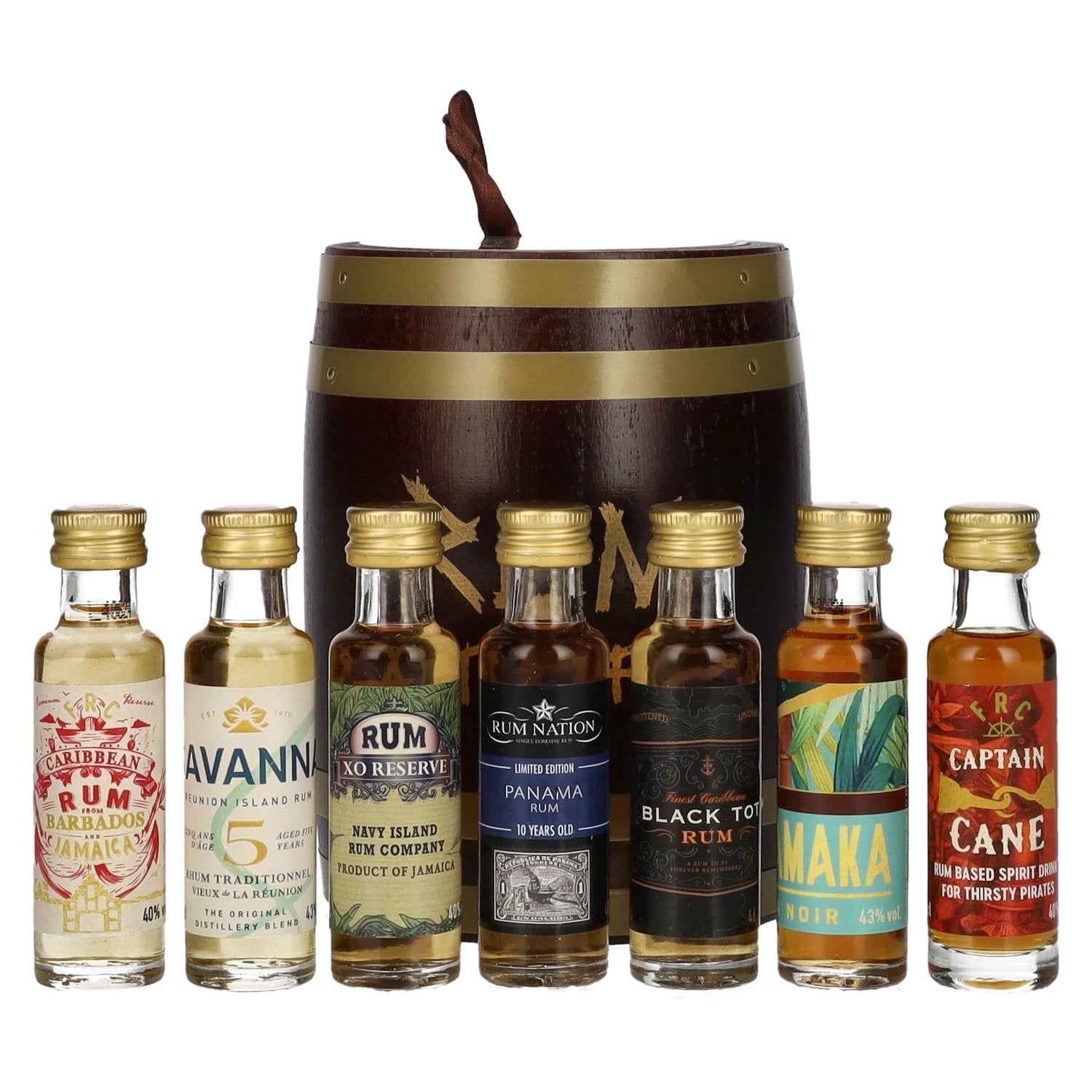 J'AIME LE RUM Tasting Fass 41,7% Vol. 7x0,02l en caisse bois