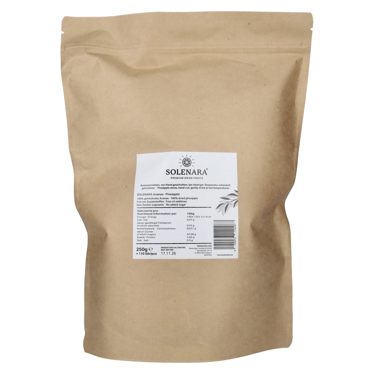 Solenara Premium Dried Fruits PINEAPPLE 250 g
