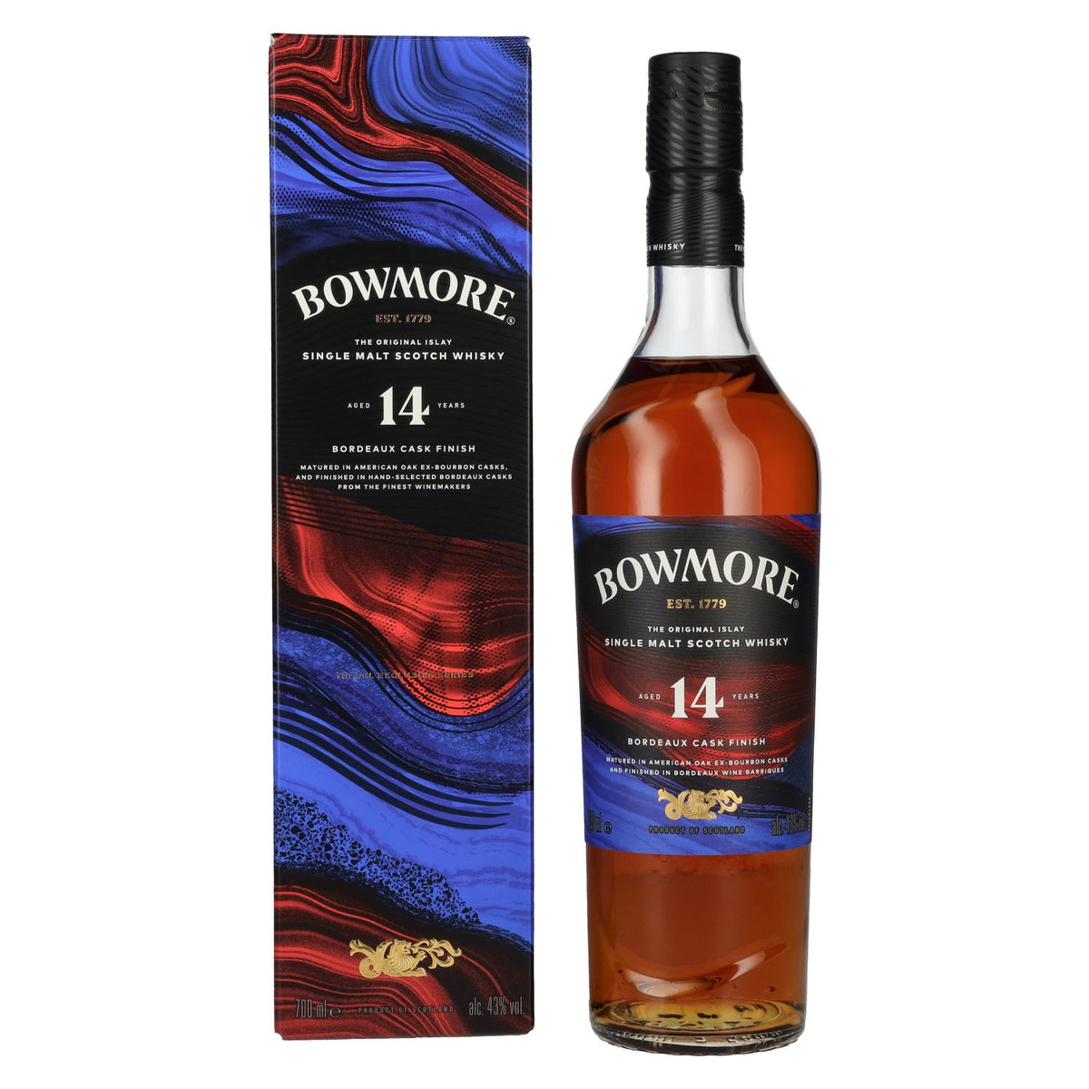 Bowmore 14 Years Old Bordeaux Cask Finish Islay Single Malt 43% Vol. 0,7l in gift box