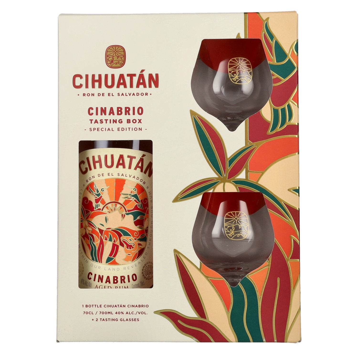 Cihuatán 12 Years CINABRIO Rum El Salvador 40% Vol. 0,7l in Geschenkbox mit 2 Gläsern