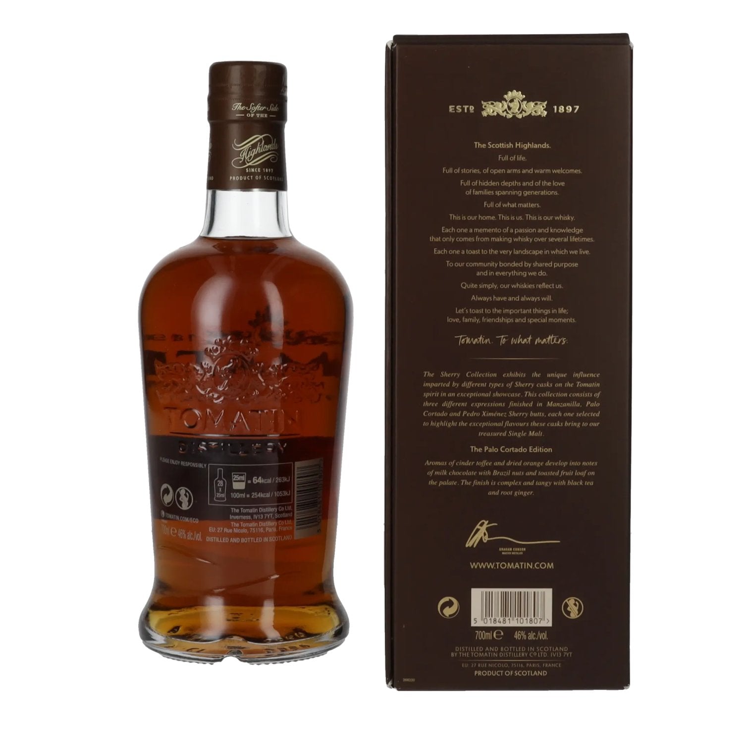 Tomatin 15 Years Old SHERRY COLLECTION Palo Cortado Sherry Butts Limited Edition 2008 46% Vol. 0,7l in Geschenkbox