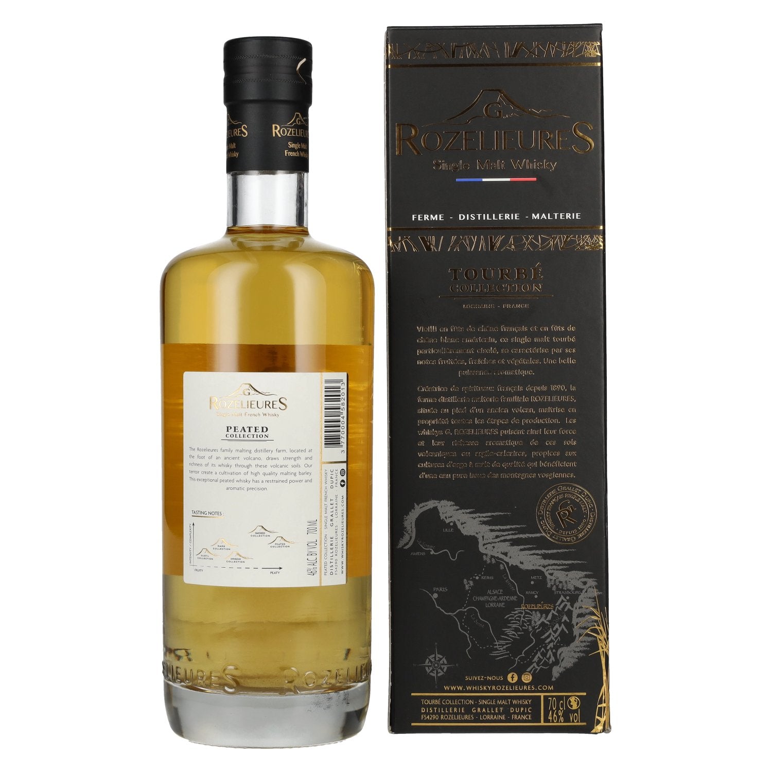 G. Rozelieures TOURBÉ (PEATED) COLLECTION Single Malt Whisky 46% Vol. 0,7l en coffret cadeau