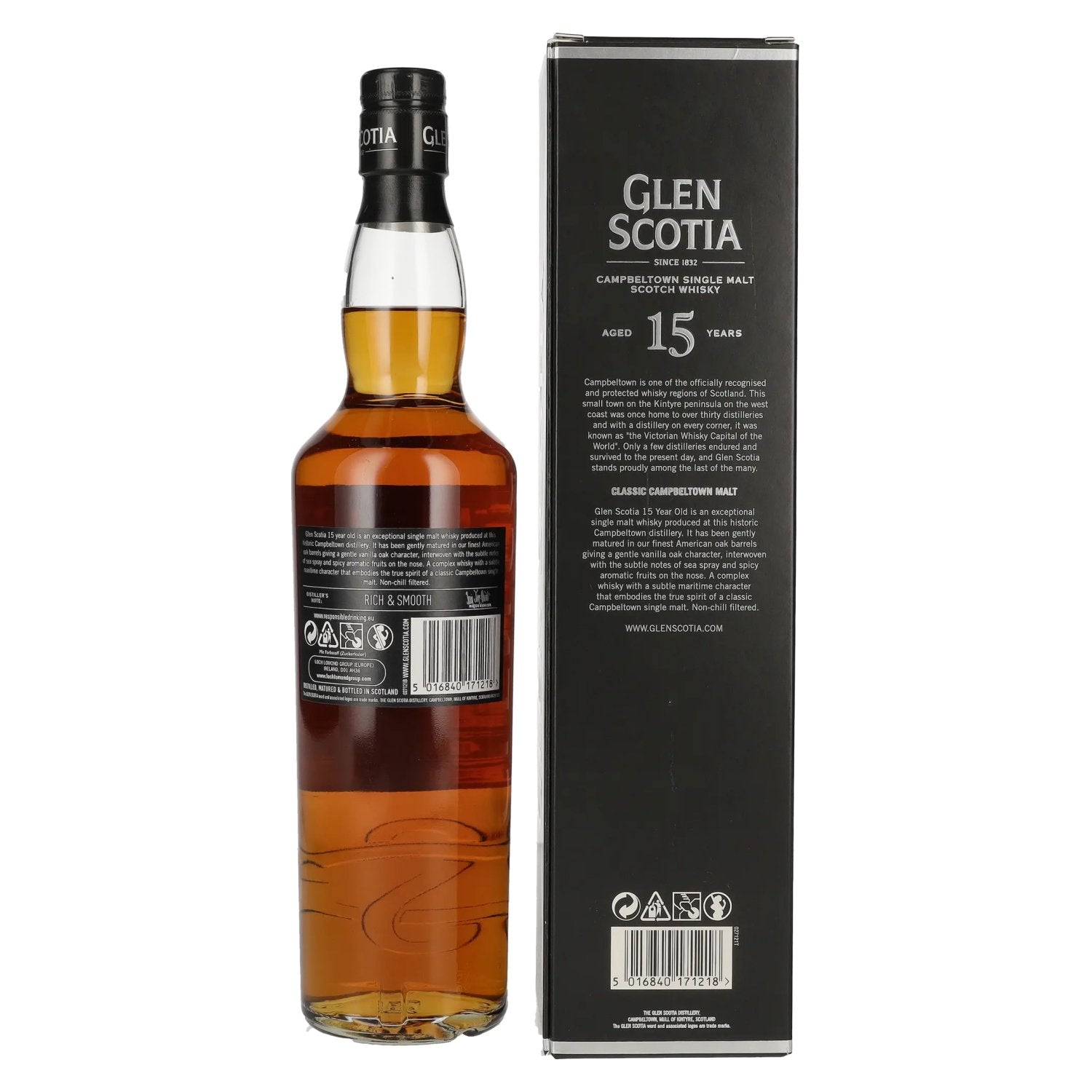 Glen Scotia 15 Years Old Single Malt Scotch Whisky 46% Vol. 0,7l in gift box