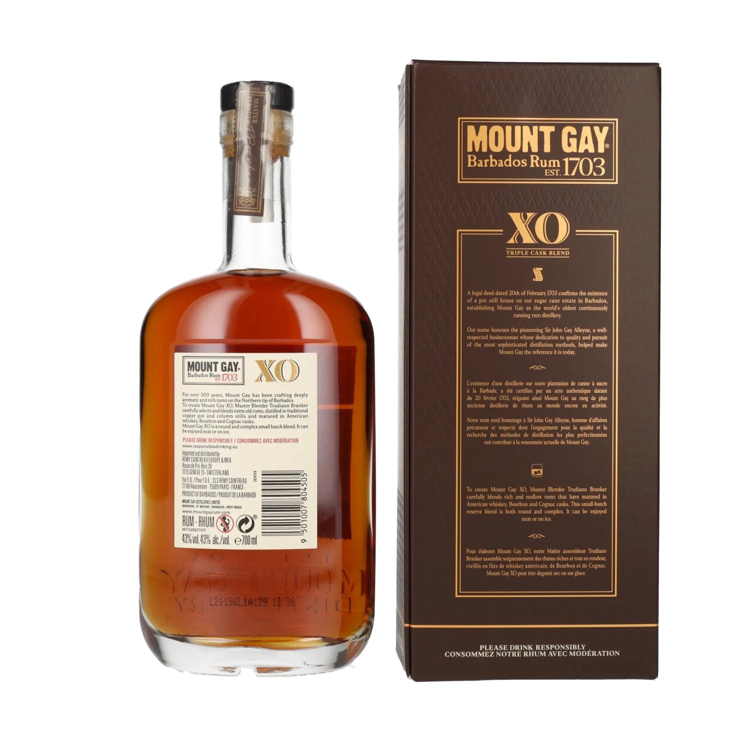 Mount Gay 1703 XO Triple Cask Blend 43% Vol. 0,7l in Geschenkbox