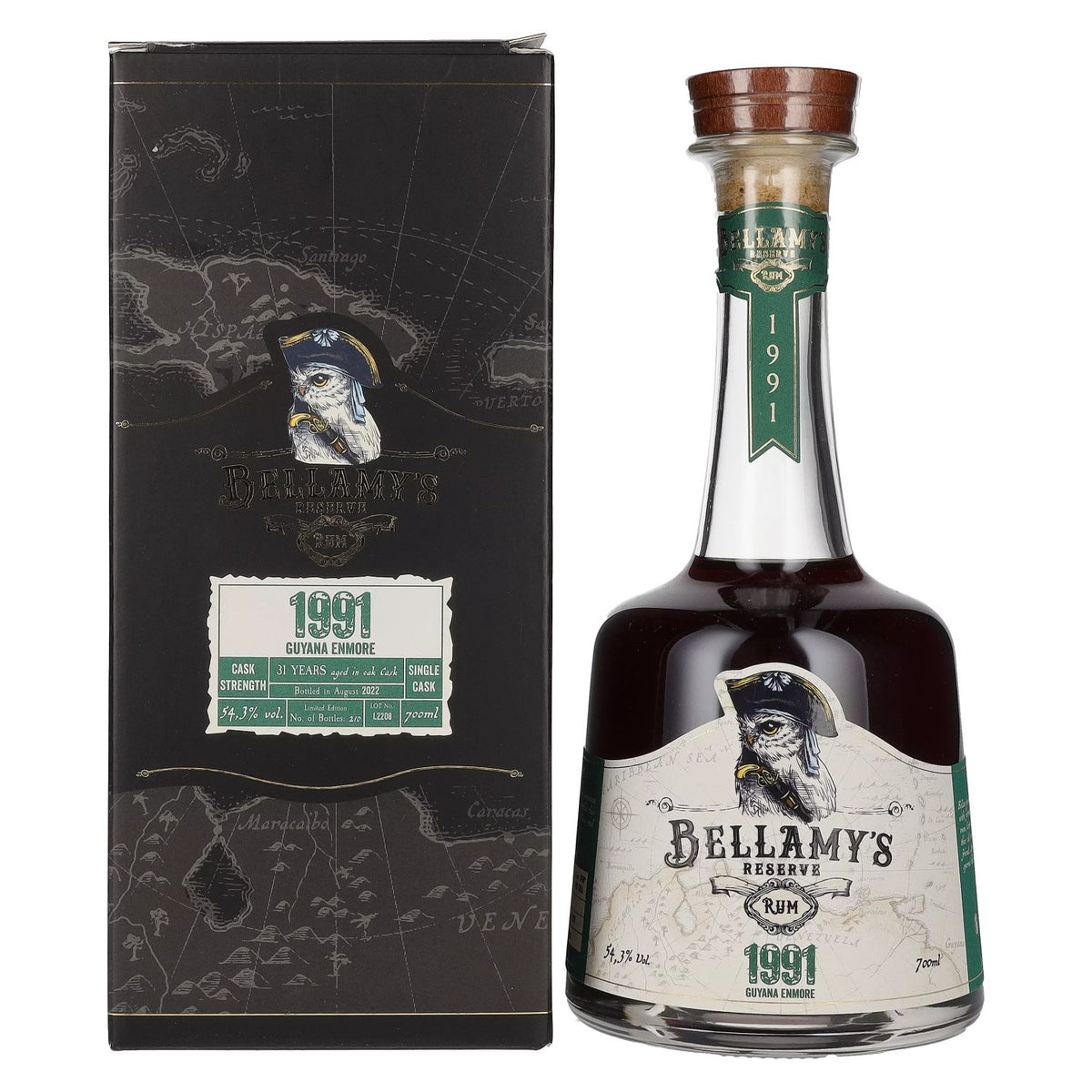Bellamy's Reserve Rum Guyana Enmore 1991 54,3% vol. 0,7l en boîte cadeau