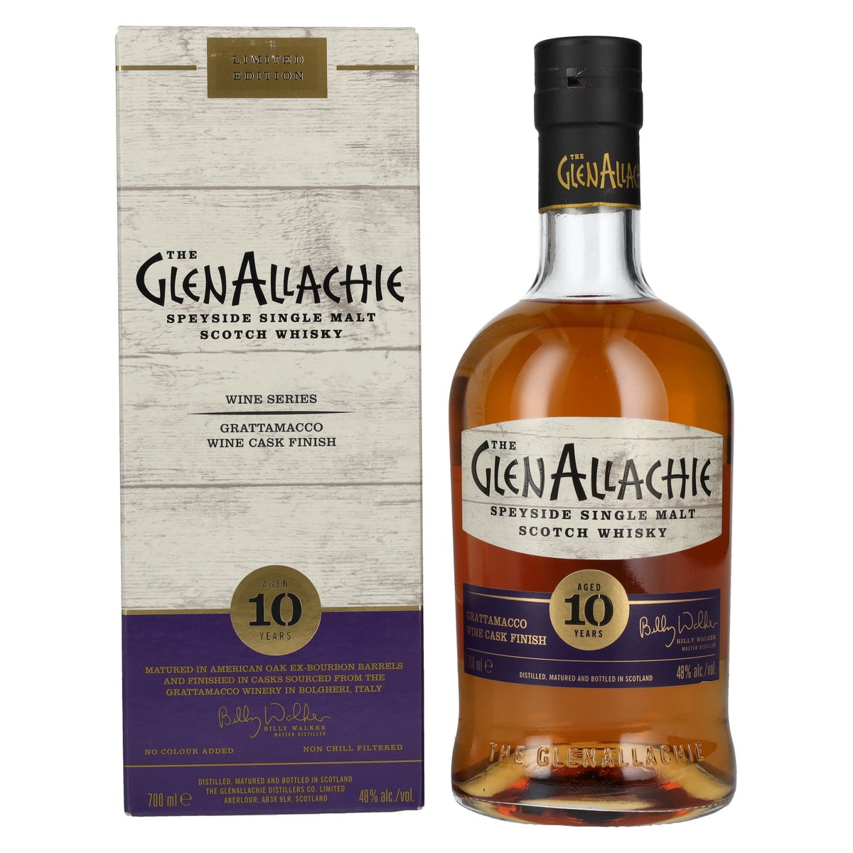The GlenAllachie 10 Years Old GRATTAMACCO WINE CASK FINISH Limited Edition 48% Vol. 0,7l en coffret cadeau
