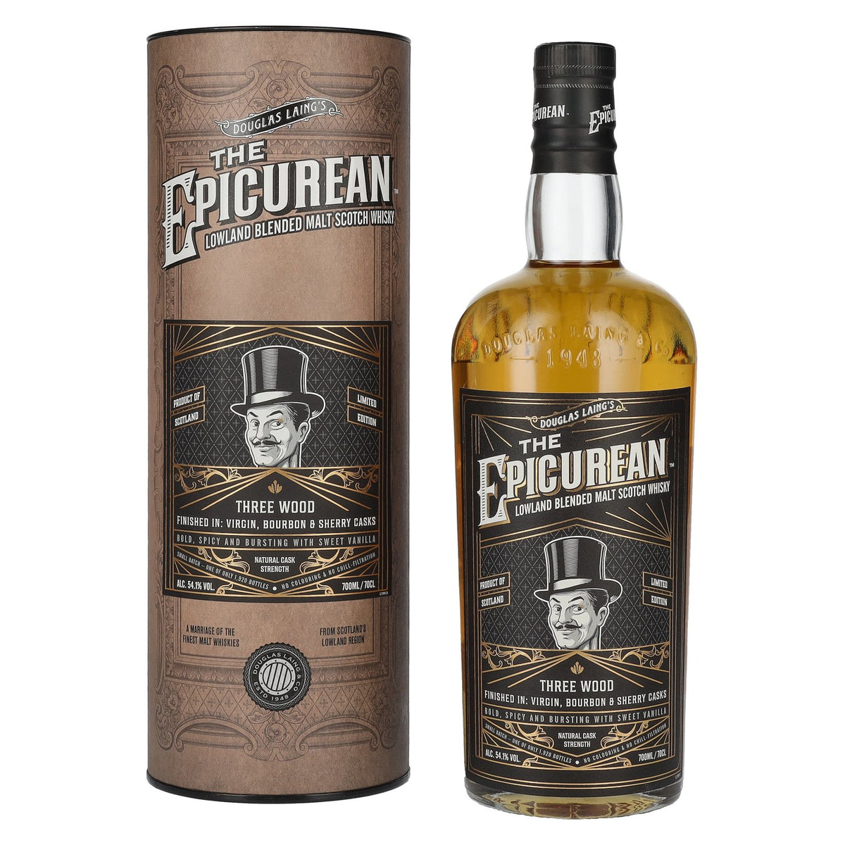 Douglas Laing THE EPICUREAN Three Wood Lowland Blended Malt 54,1% Vol. 0,7l in gift box