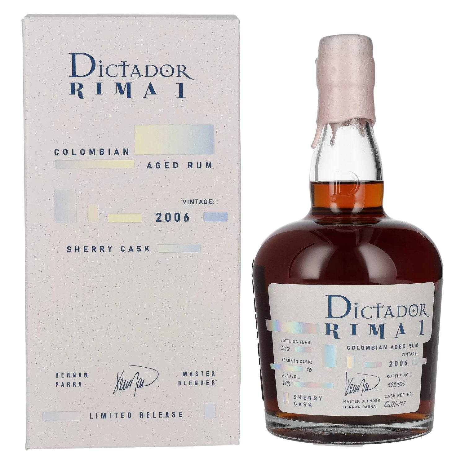 Dictador RIMA 1 16 Years Old SHERRY Cask Vintage 2006 44% Vol. 0,7l en boîte cadeau