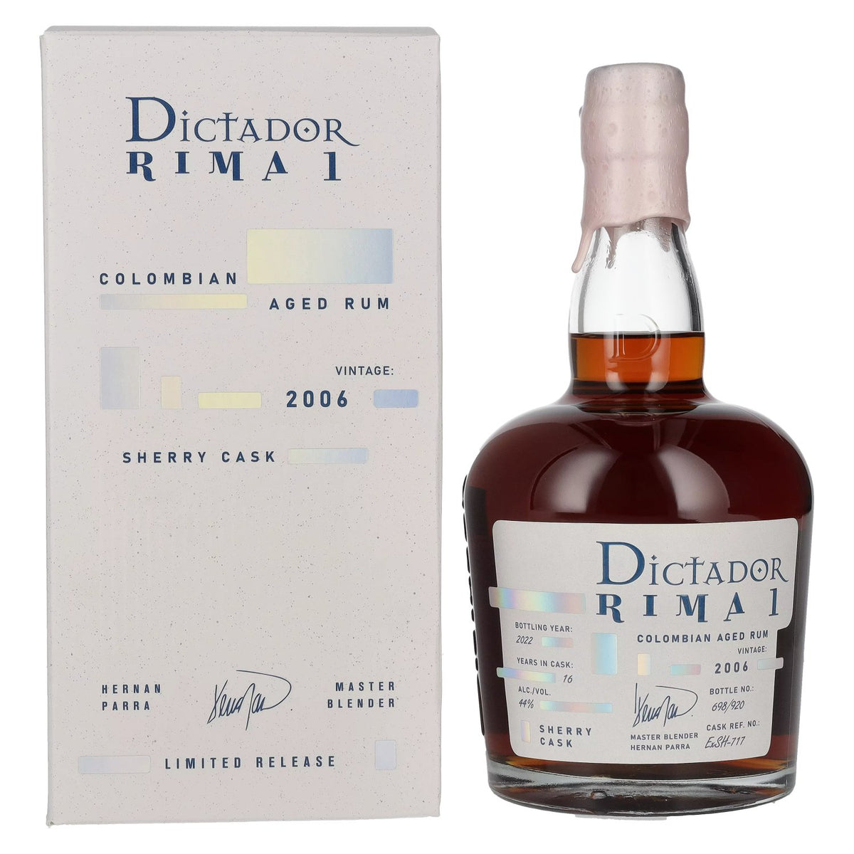 Dictador RIMA 1 16 Years Old SHERRY Cask Vintage 2006 44% Vol. 0,7l en boîte cadeau