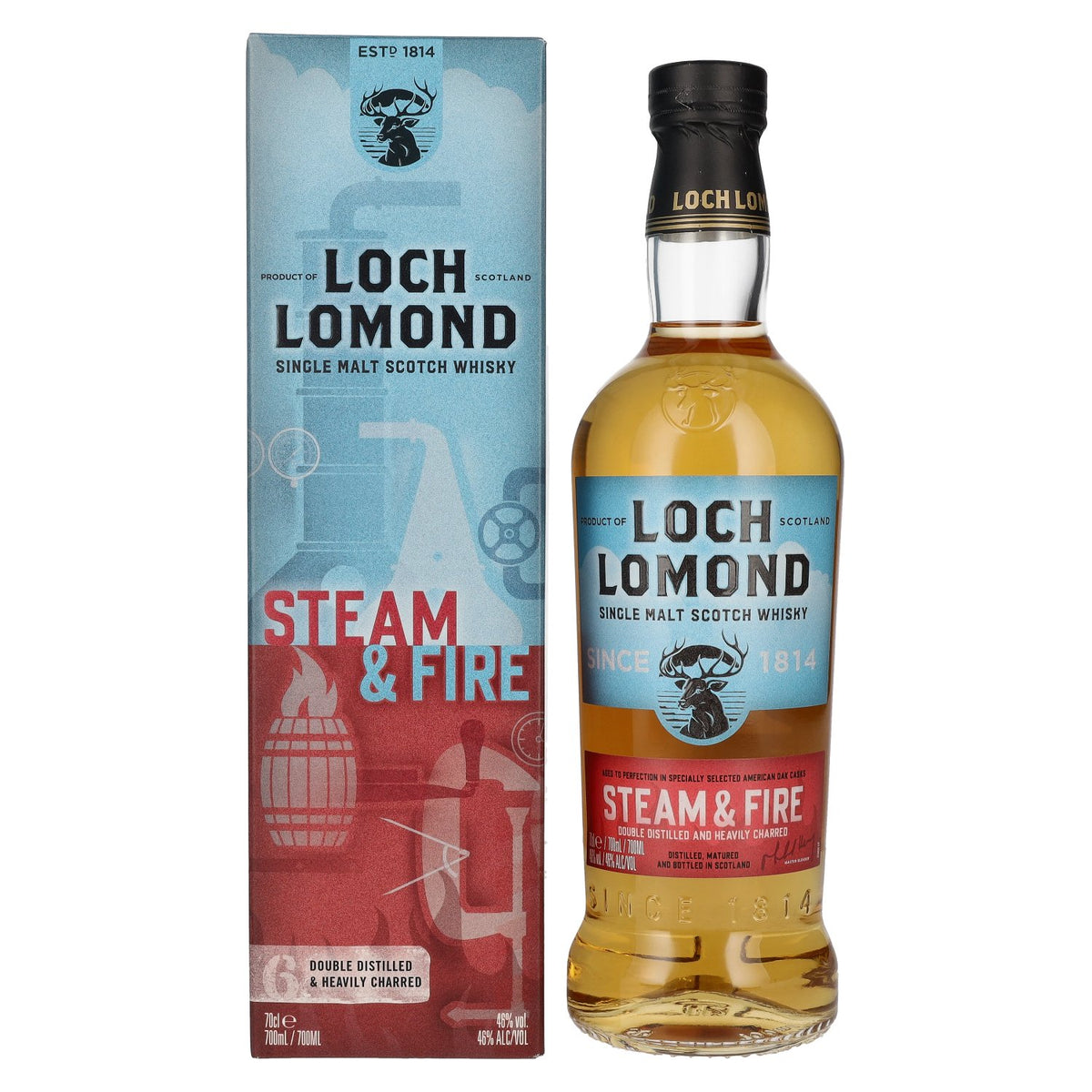 Loch Lomond STEAM &amp; FIRE Single Malt Scotch Whisky 46% Vol. 0,7l en boîte cadeau