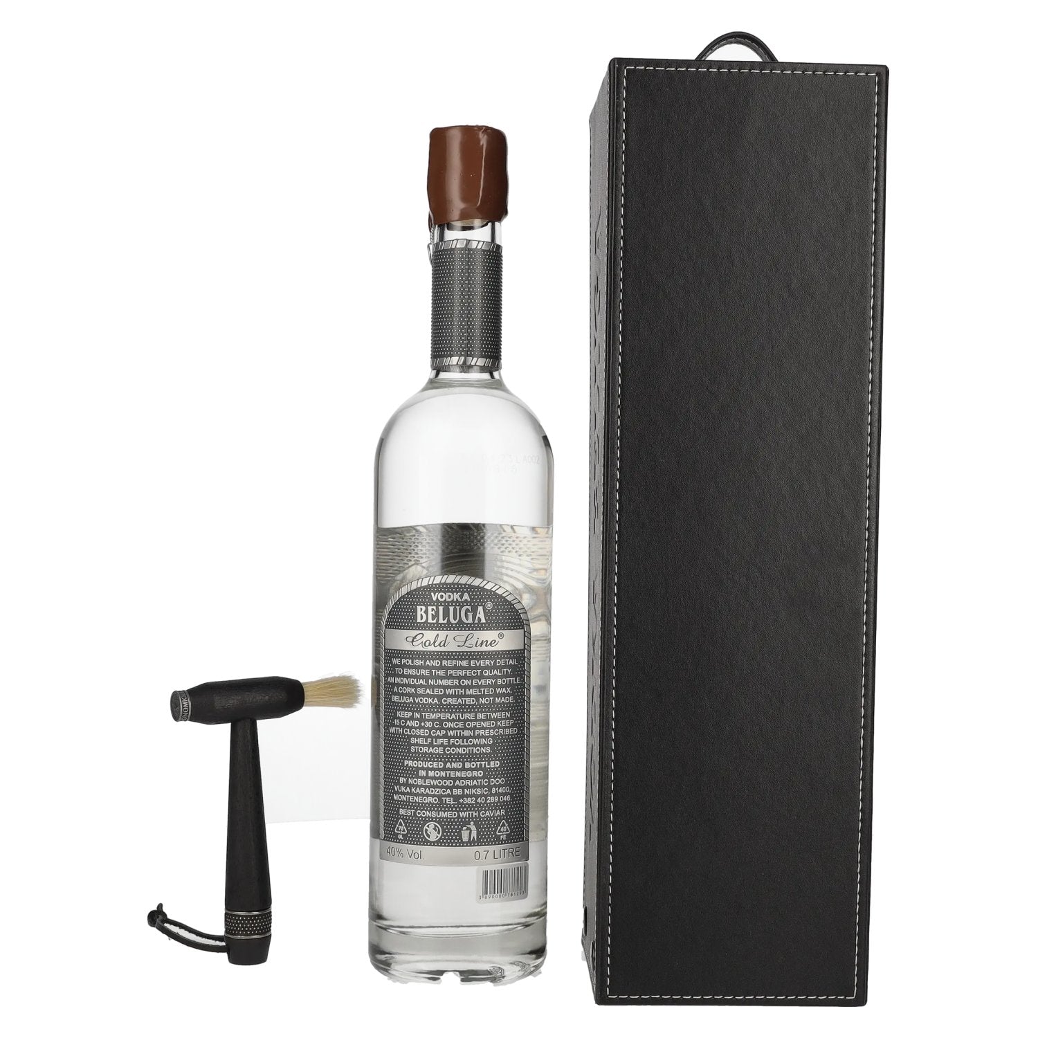 Beluga Gold Line Vodka Montenegro 40% Vol. 0,7l in Geschenkbox in Lederoptik mit Pinsel