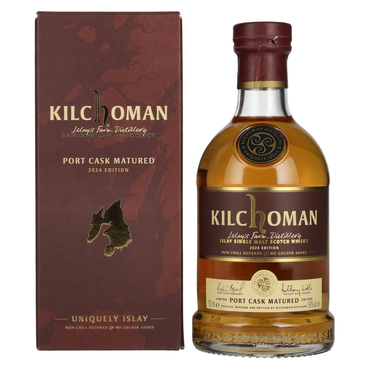 Kilchoman PORT CASK MATURED Single Malt Scotch Whisky Édition limitée 2024 50% vol. 0,7l en coffret cadeau
