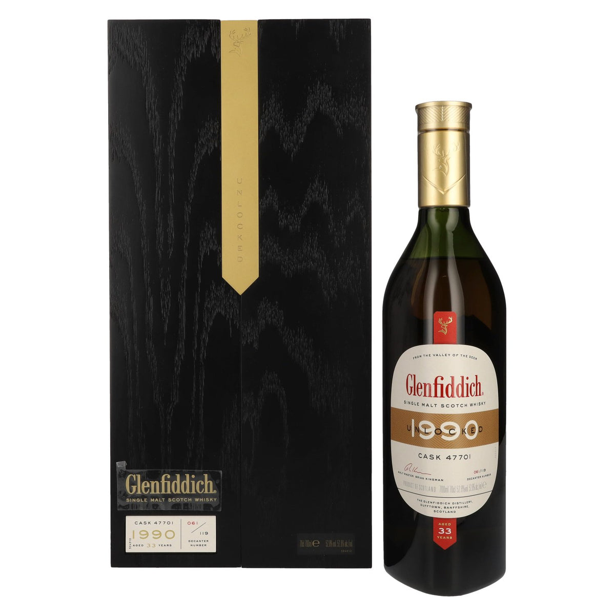 Glenfiddich 33 Years Old Archive Cask Single Malt Scotch Whisky 1990 52,8% Vol. 0,7l en caisse bois