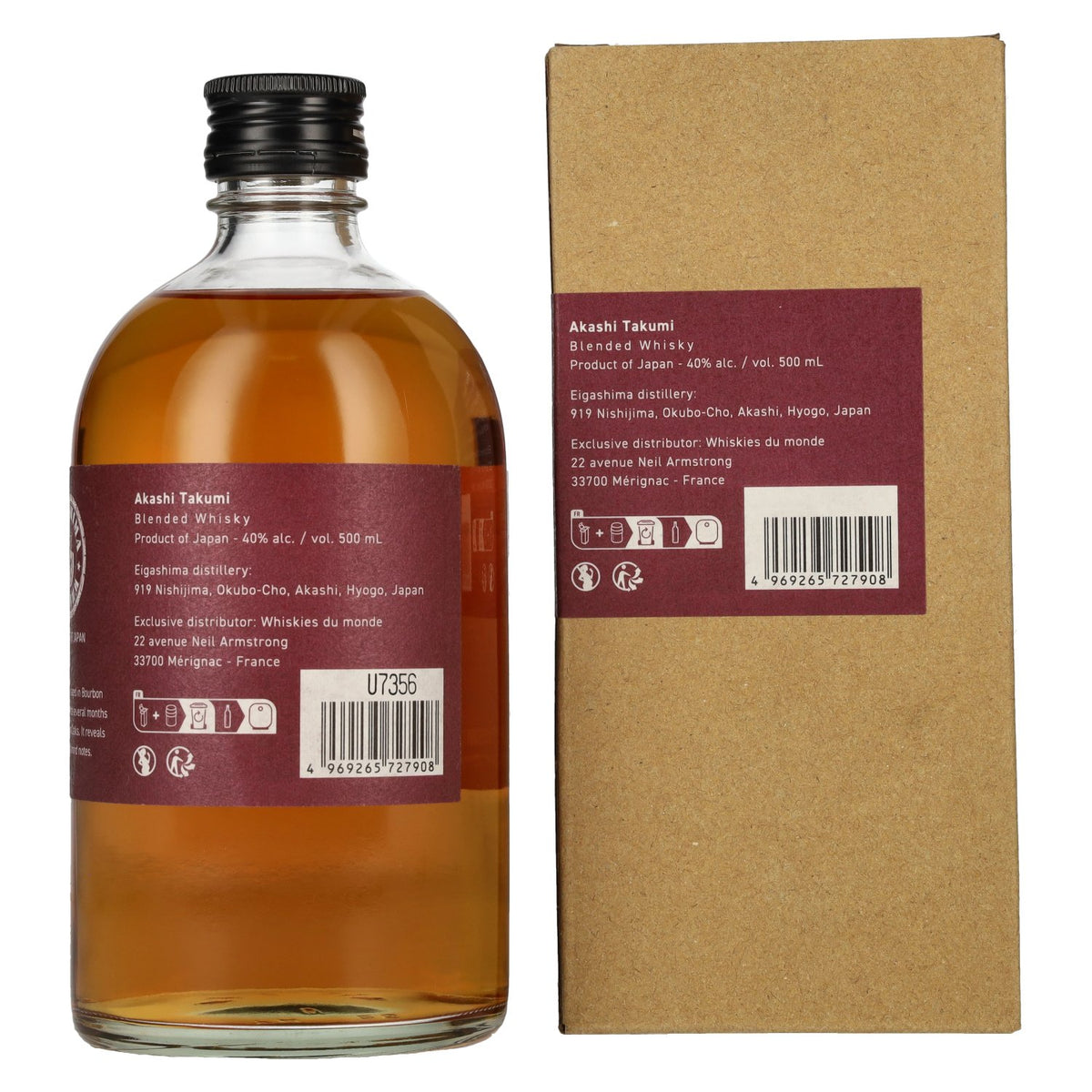 AKASHI Takumi Sherry Cask Finish Japanese Blended Whisky 40% vol. 0,5l en boîte cadeau