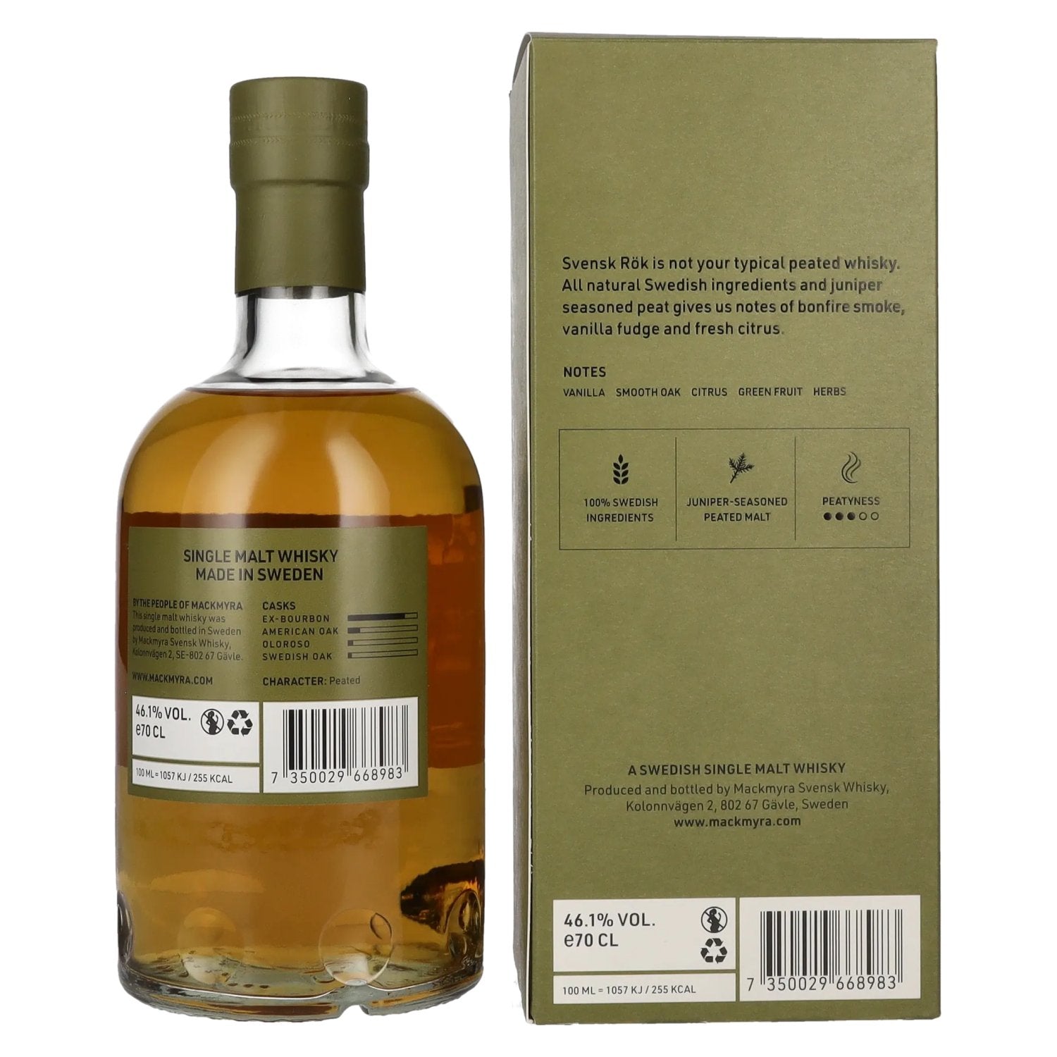 Mackmyra Svensk Rök Swedish Single Malt Whisky 46,1% Vol. 0,7l in Geschenkbox