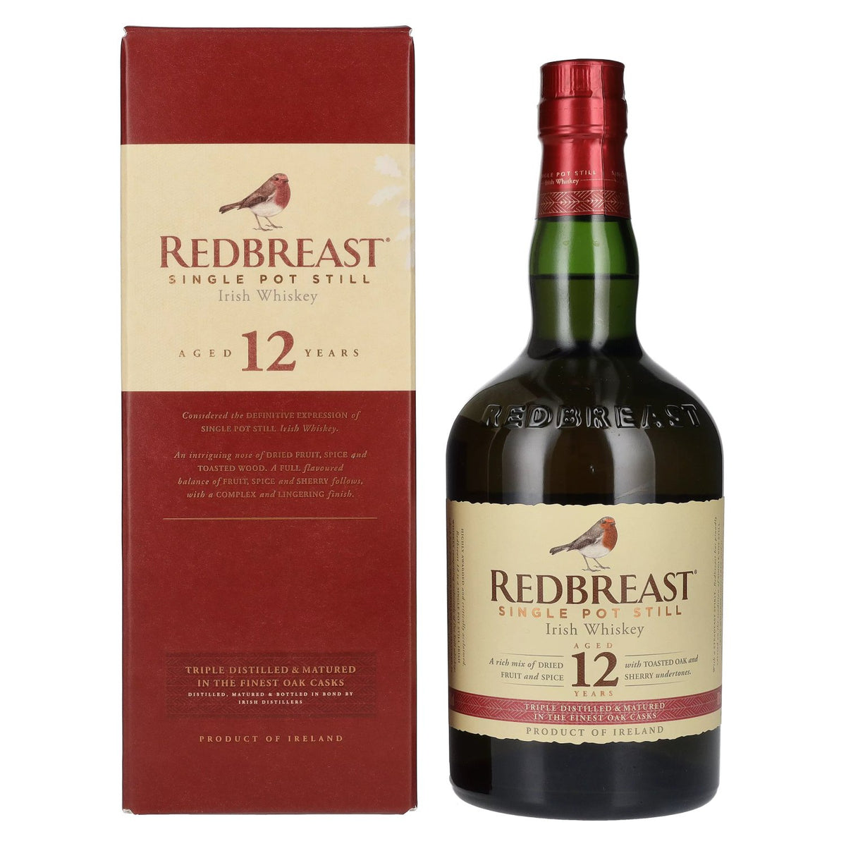 Redbreast 12 Years Old Single Pot Still Irish Whiskey 40% Vol. 0,7l en boîte cadeau