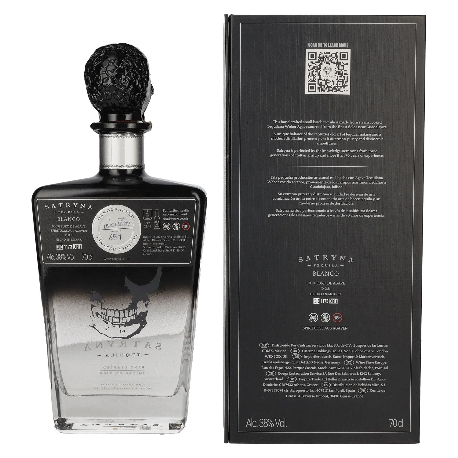 Satryna Blanco Tequila 100% Puro De Agave 38% Vol. 0,7l in gift box