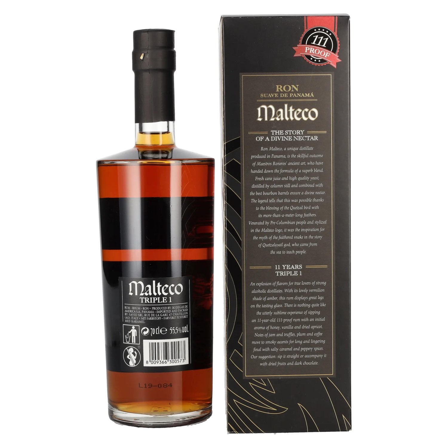 Ron Malteco 11 Años TRIPLE 1 55,5% vol. 0,7l en boîte cadeau