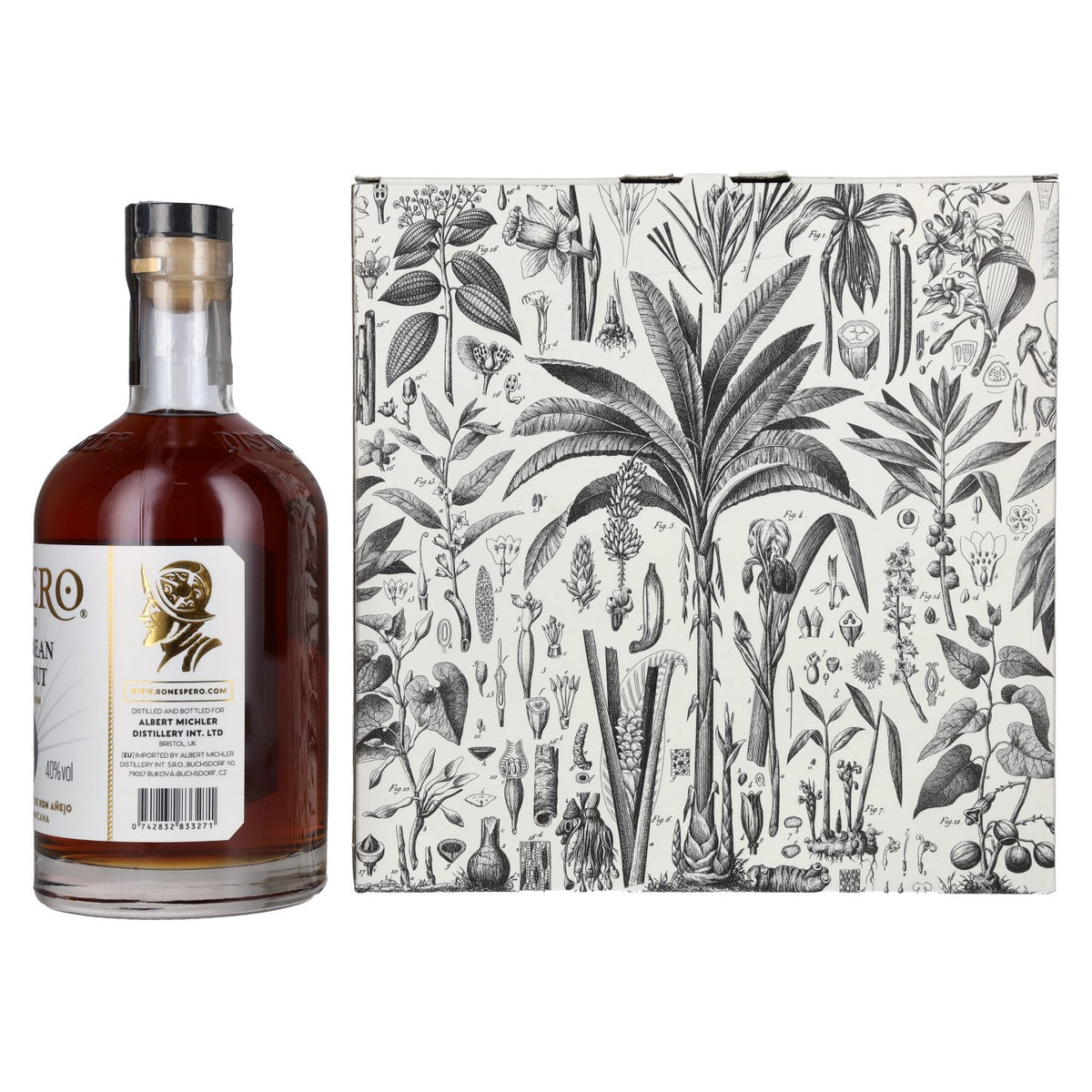 Ron Espero Caribbean Coconut & Rum Liqueur 40% Vol. 0,7l in Geschenkbox mit 2 Gläser