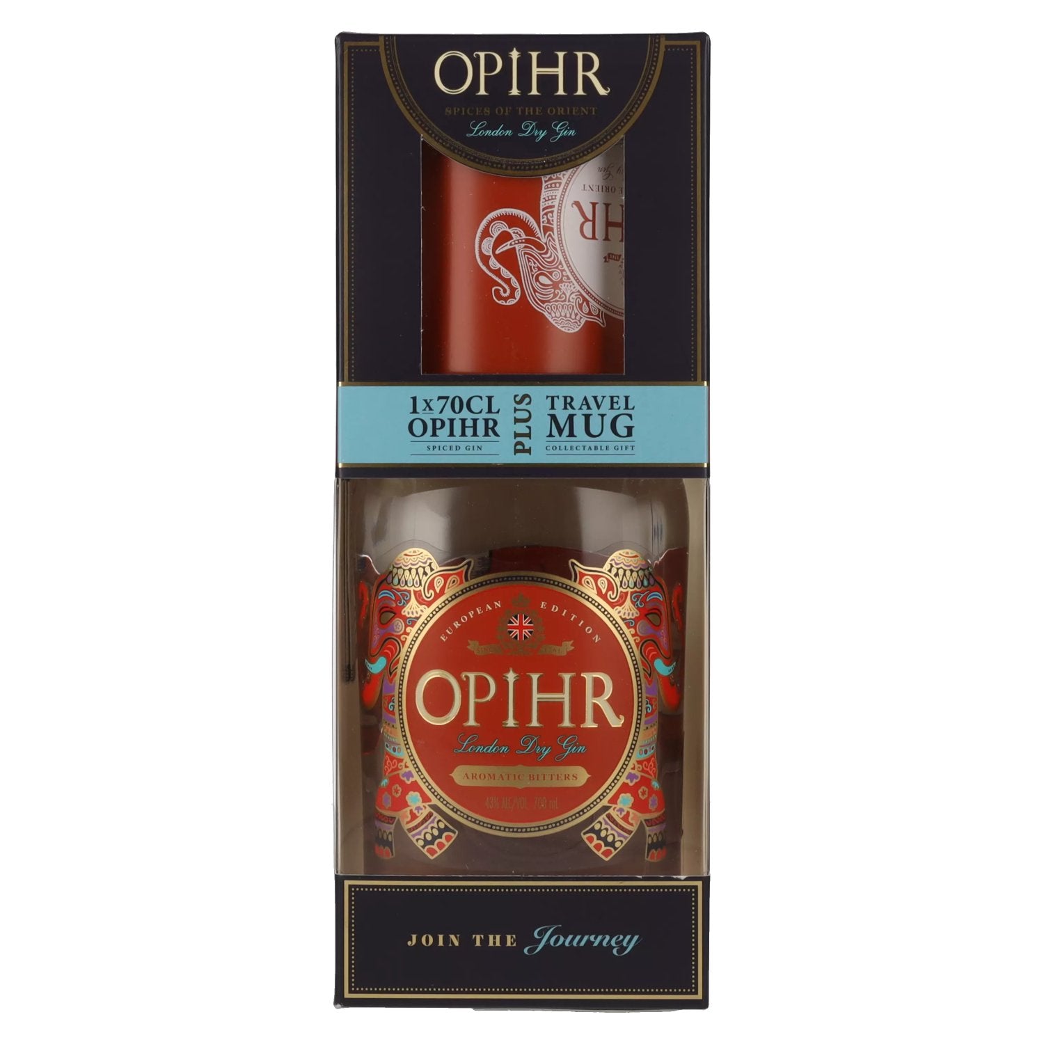 Opihr London Dry Gin EUROPEAN EDITION 43% Vol. 0,7l in Geschenkbox mit Travel Mug