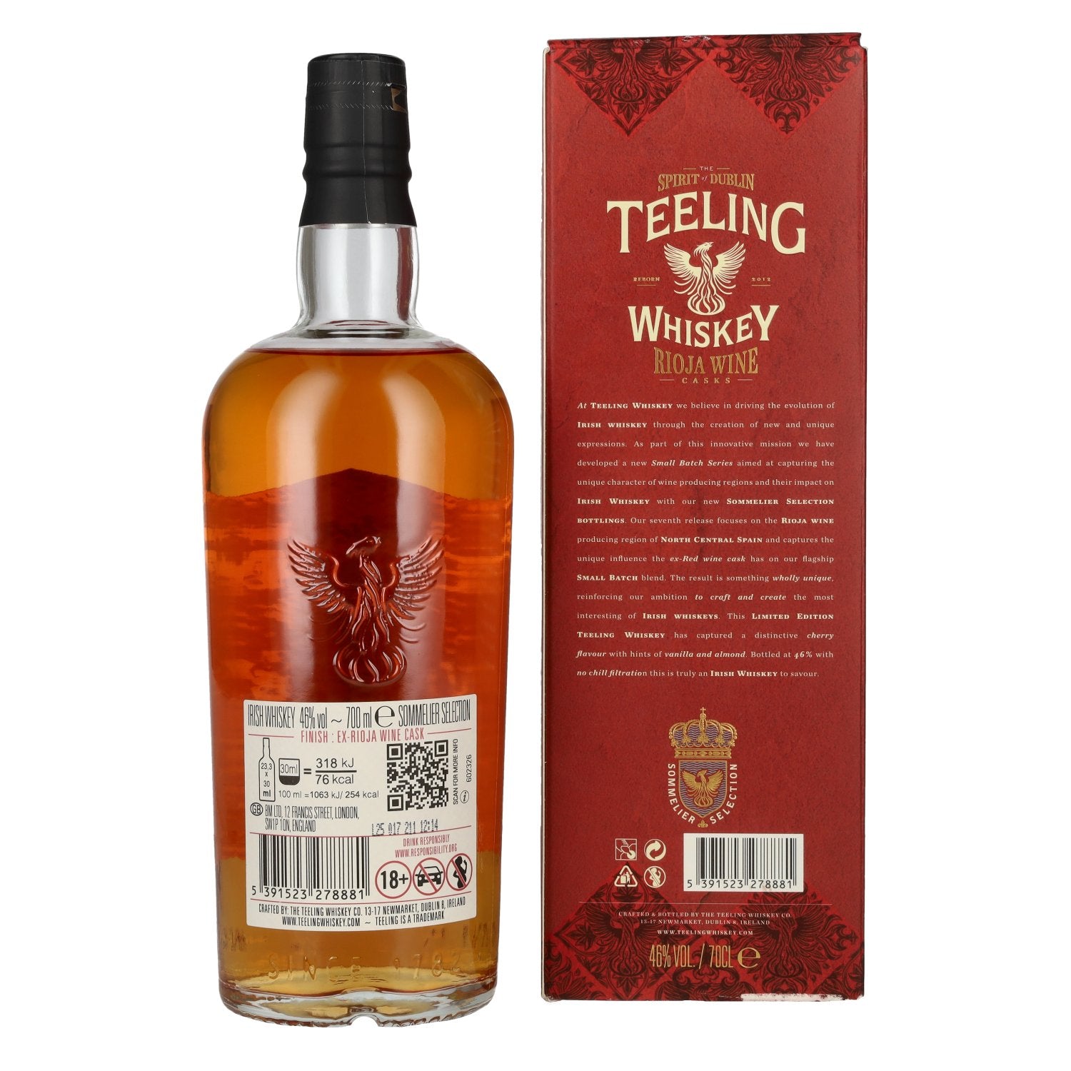 Teeling Whiskey Sommelier Selection RIOJA WINE Cask 46% vol. 0,7l en coffret cadeau