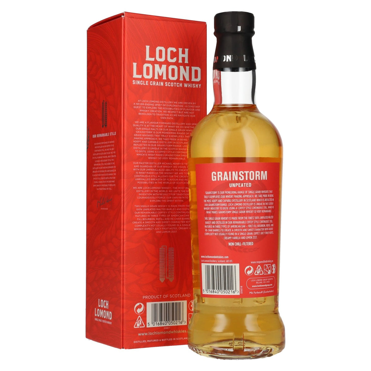 Loch Lomond SINGLE GRAIN Grainstorm Unpeated Scotch Whisky 46% Vol. 0,7l en coffret cadeau