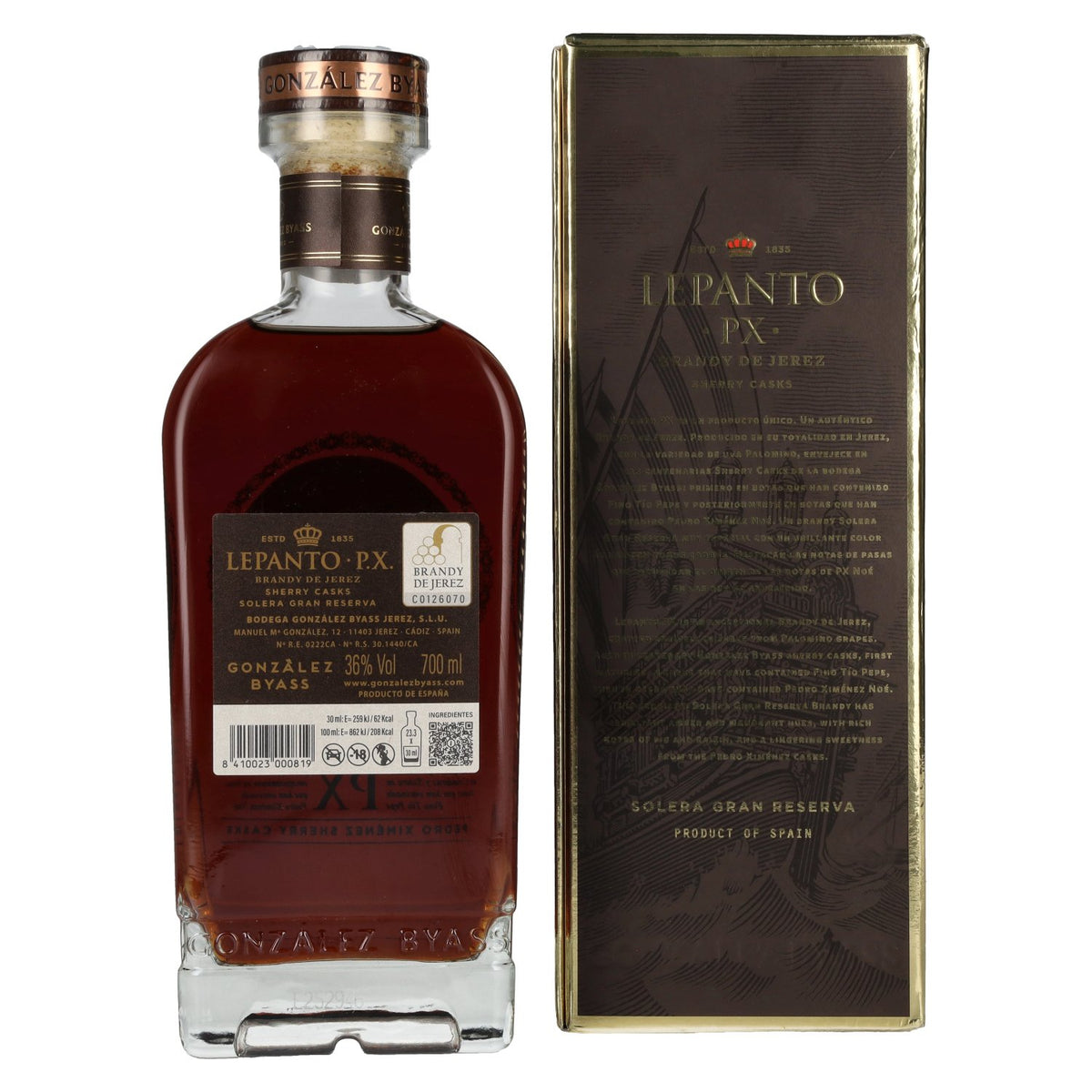 Lepanto P.X. Solera Gran Reserva Brandy de Jerez 36% Vol. 0,7l in gift box