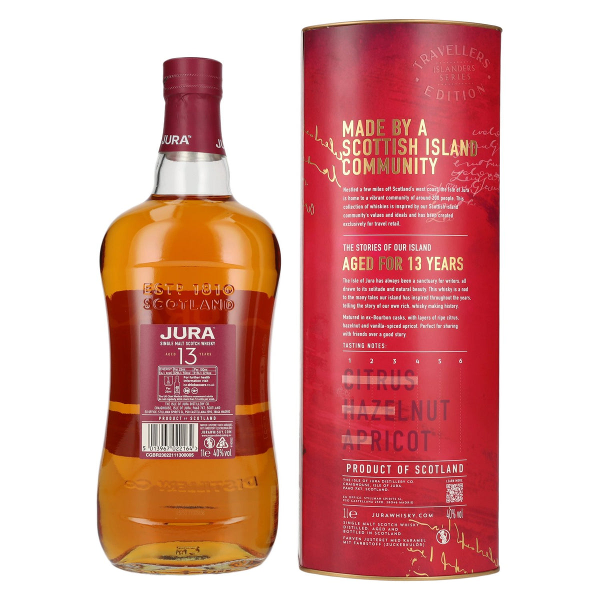 Whisky écossais single malt Jura 13 ans d'âge, 40 % vol., 1 l, dans un coffret cadeau