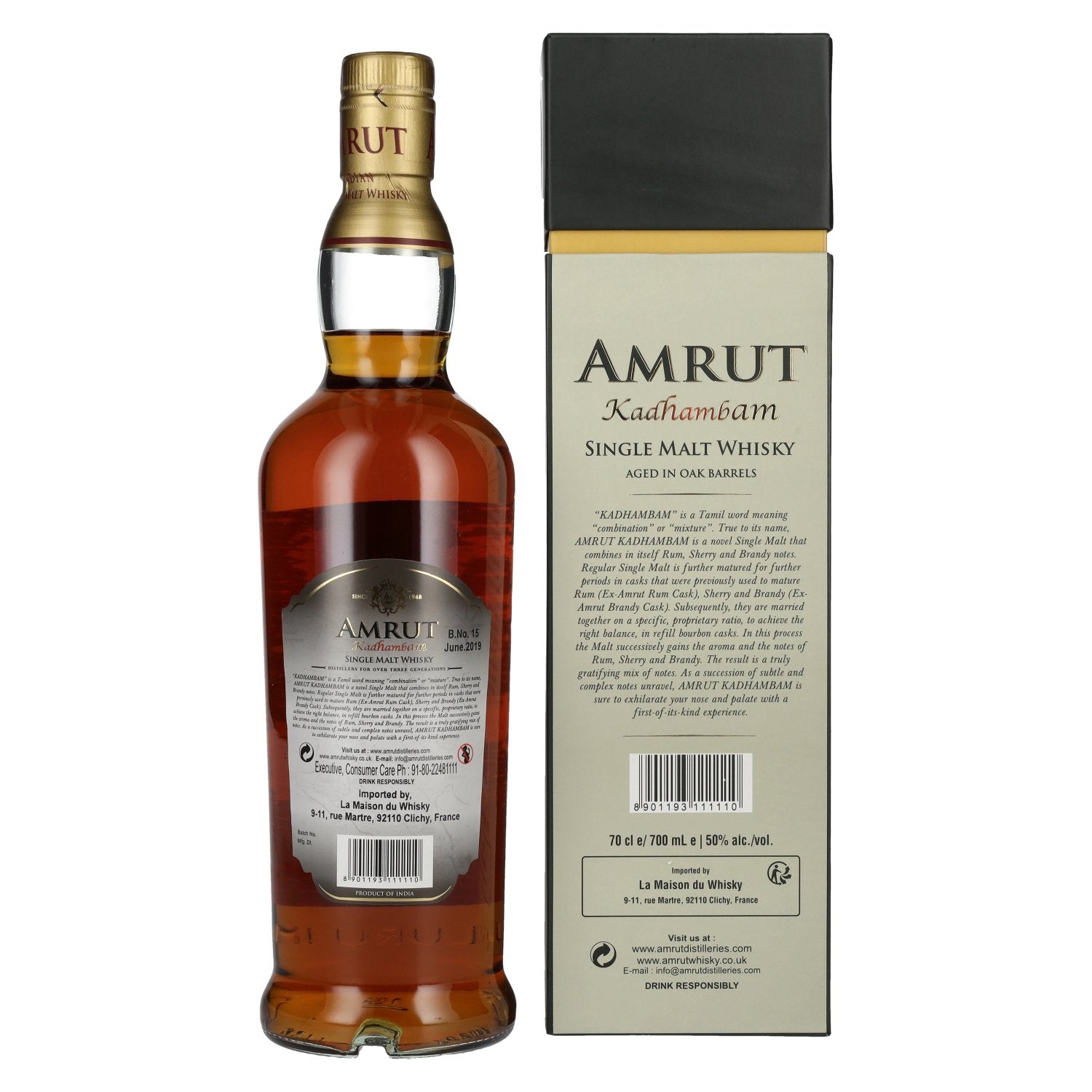 Amrut KADHAMBAM Single Malt Whisky 50% vol. 0,7l en boîte cadeau