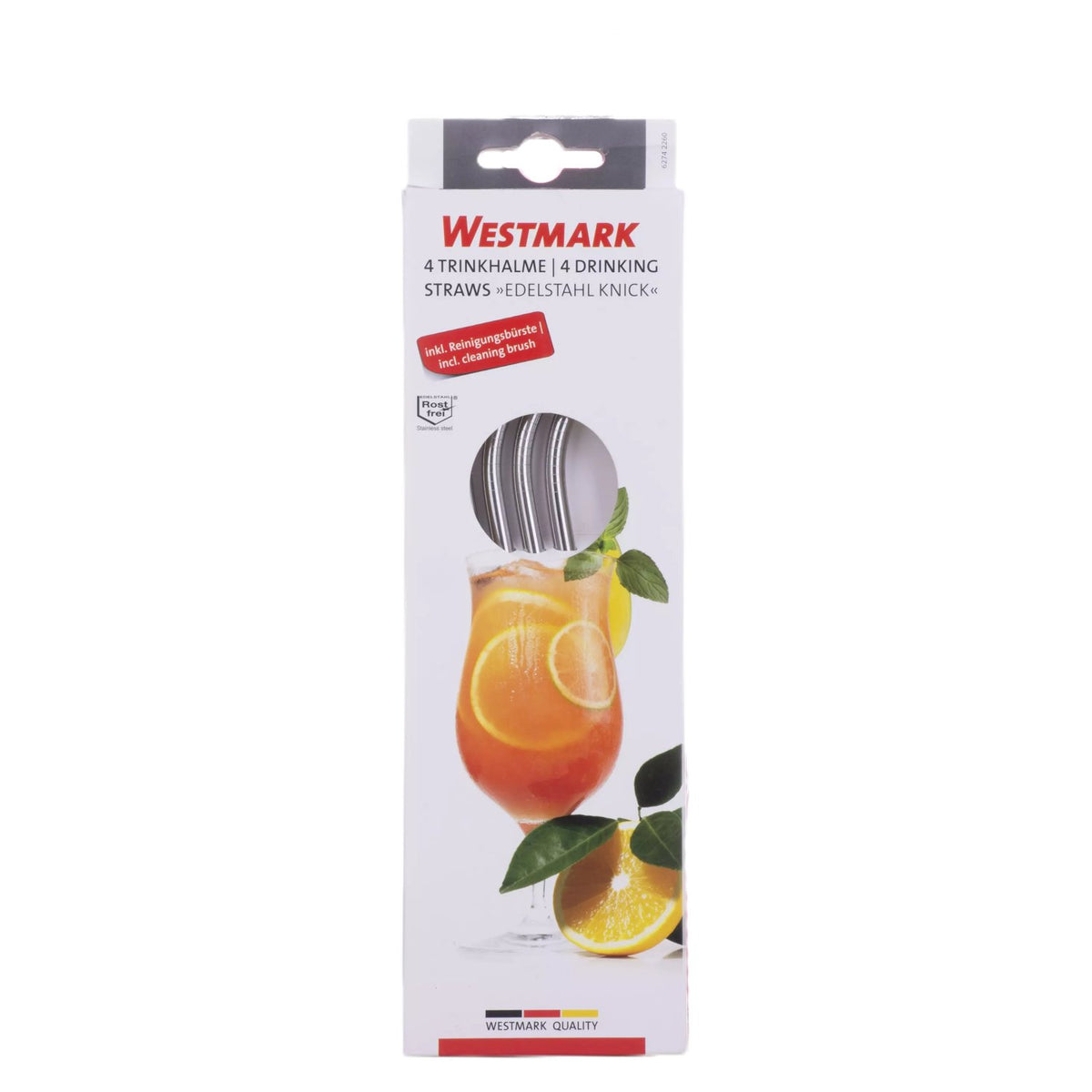 WESTMARK Pailles en acier inoxydable courbées avec brosse de nettoyage 4 pièces