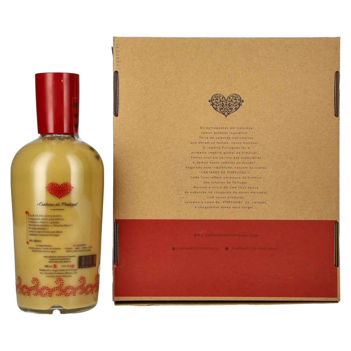 Cantares de Portugal Licor de Bolacha Maria 15% Vol. 0,7l in gift box with 2 glasses