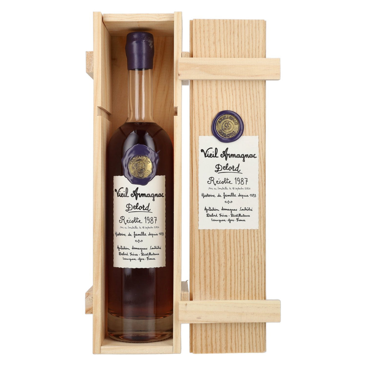 Vieil Armagnac Delord Vintage Récolte 1987 40% Vol. 0,7l in Holzkiste