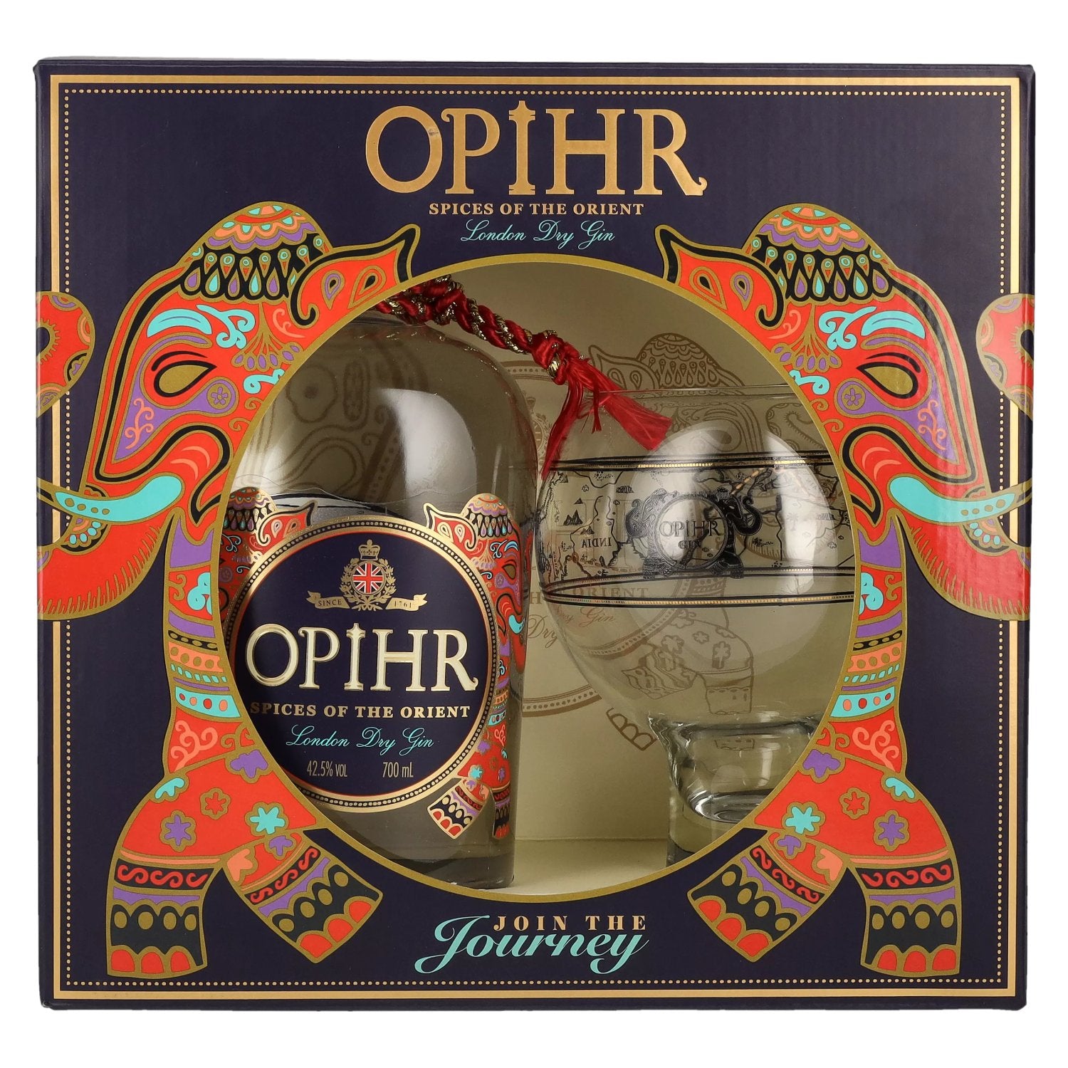 Opihr ORIENTAL SPICED London Dry Gin 42,5% Vol. 0,7l in Geschenkbox mit Globe-Glas