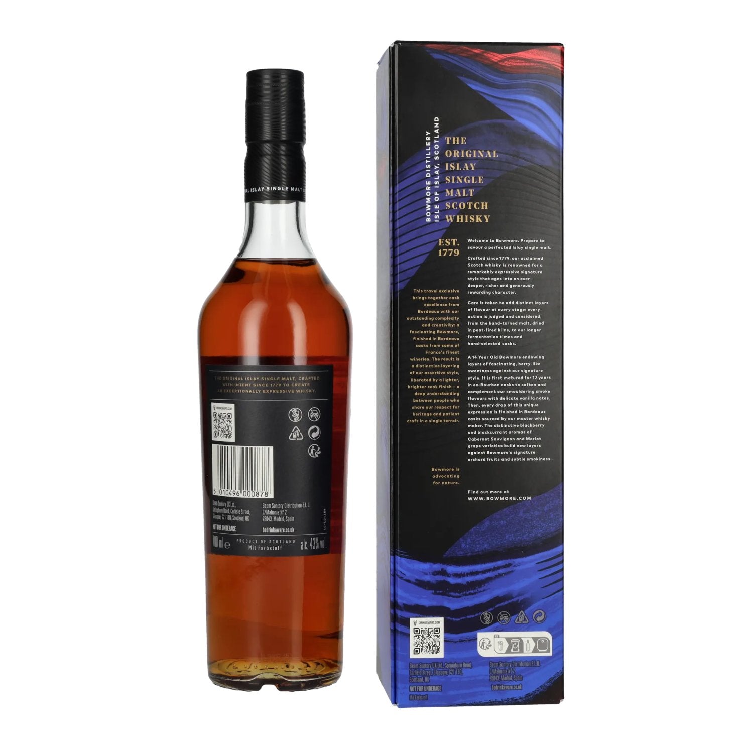 Bowmore 14 Years Old Bordeaux Cask Finish Islay Single Malt 43% Vol. 0,7l in Geschenkbox