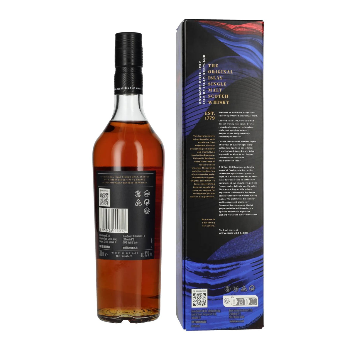 Bowmore 14 Years Old Bordeaux Cask Finish Islay Single Malt 43% Vol. 0,7l in Geschenkbox