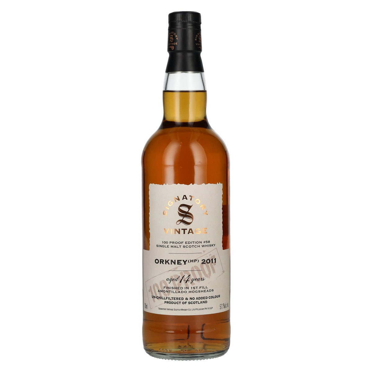 Signatory Vintage 100 Proof Edition ORKNEY (HP) 14 Years Old Amontillado Cask #58 2011 57,1% Vol. 0,7l