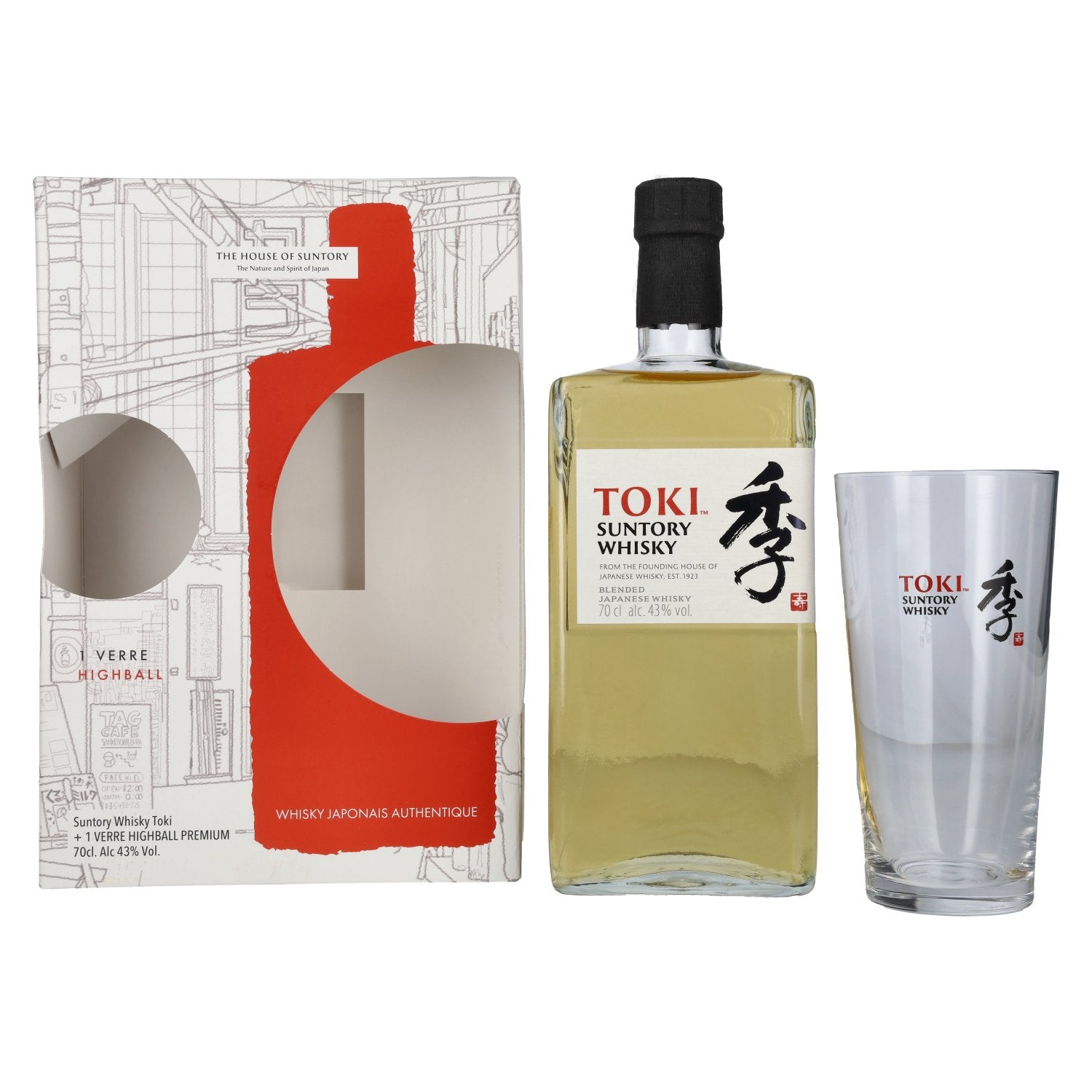 Suntory TOKI Blended Japanese Whisky 43% Vol. 0,7l in gift box with highball glass