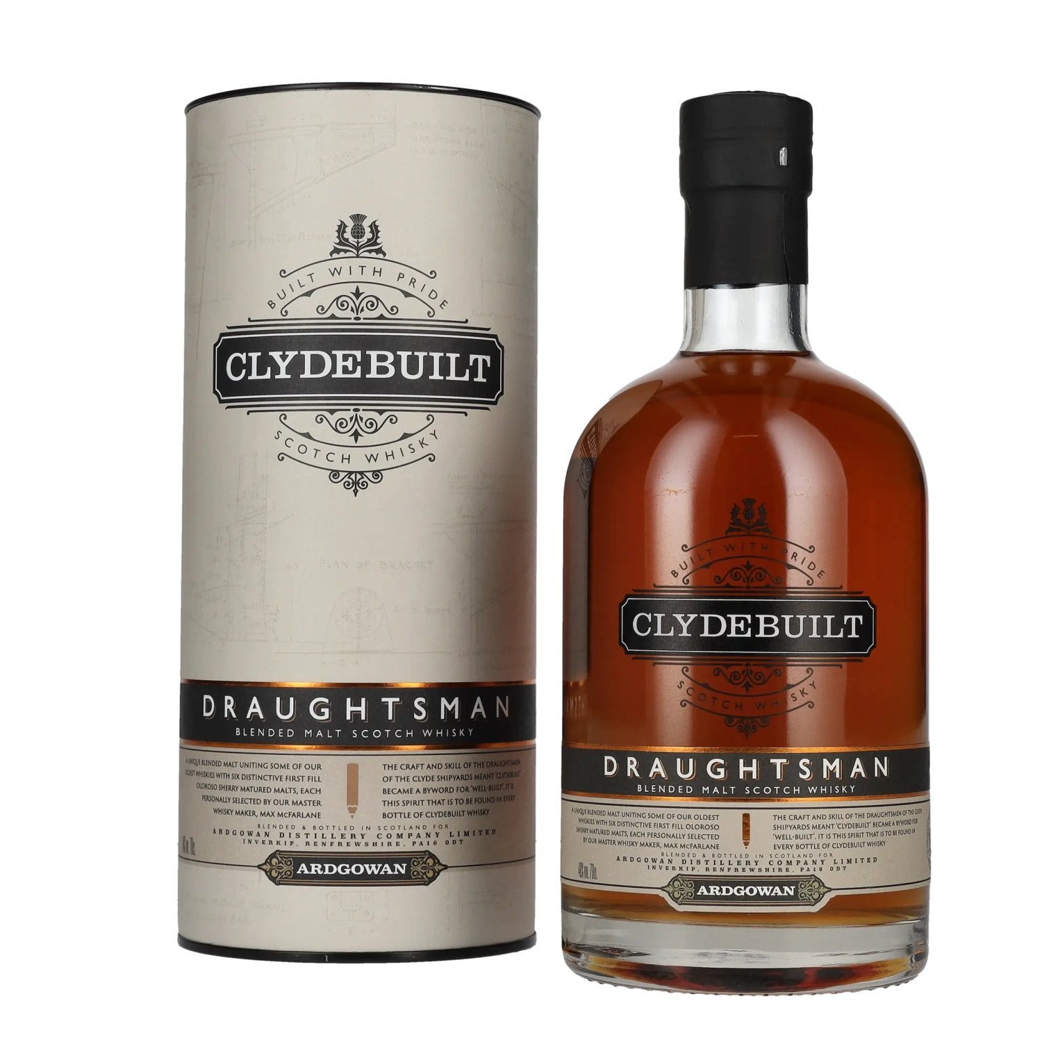 Ardgowan Clydebuilt DRAUGHTSMAN Blendend Malt Scotch Whisky 46% Vol. 0,7l en boîte cadeau