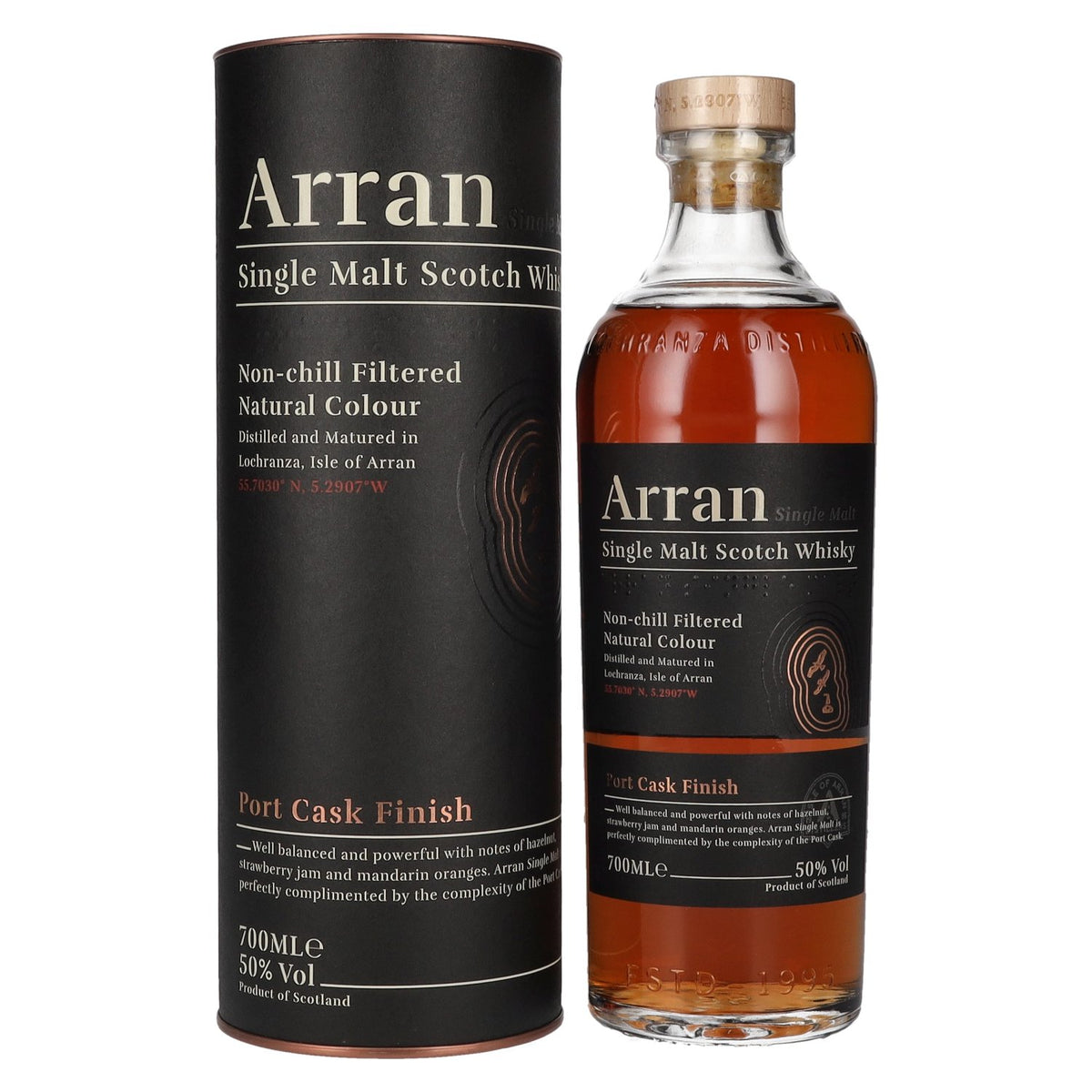Arran Single Malt PORT CASK FINISH Single Malt Scotch Whisky 50% vol. 0,7l en boîte cadeau